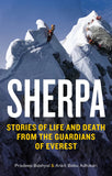 Front cover of the book 'Sherpa: Stories of Life and Death from the Guardians of Everest' by Pradeep Bashyal and Ankit Babu Adhikari.