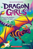 Front cover of the book 'Dragon Girls #3: Naomi the Rainbow Glitter Dragon' by Maddy Mara.