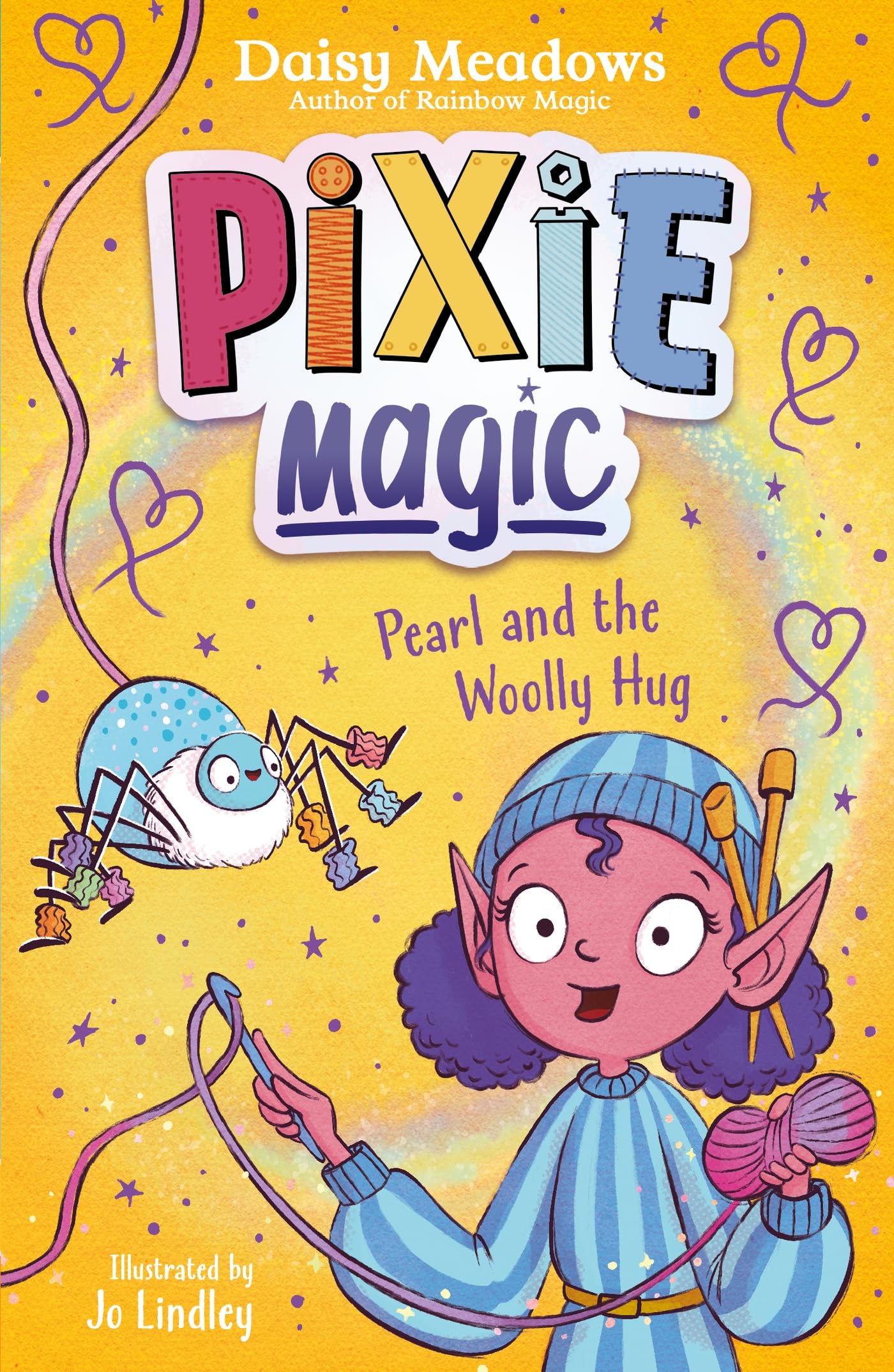 Front cover of the book 'Orchard Books Pixie Magic Pearl and the Woolly Hug Book 6.' by Daisy Meadows.