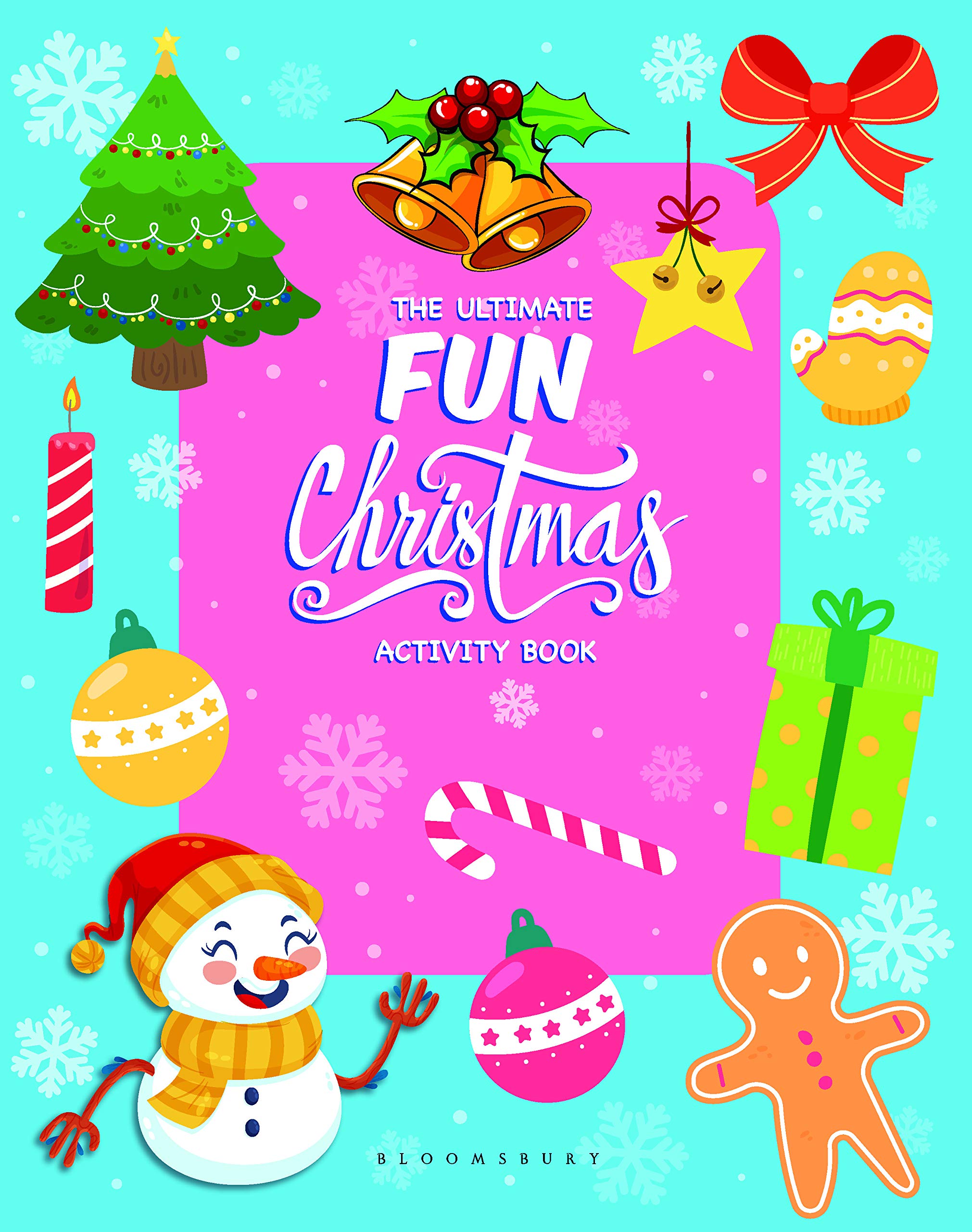 Front cover of the book 'Fun Christmas Activity Books for Kids' by Bloomsbury India.
