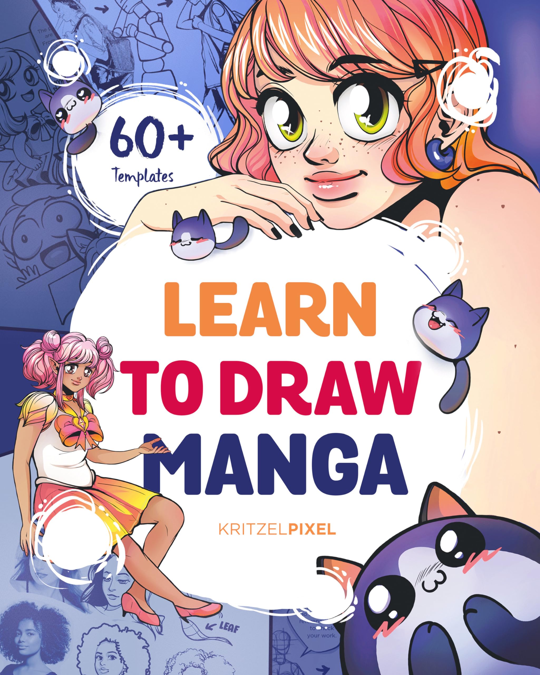 Front cover of the book 'Learn to Draw Manga: A Fun and Easy How-to Draw Guide for All Ages' by Kritzelpixel.