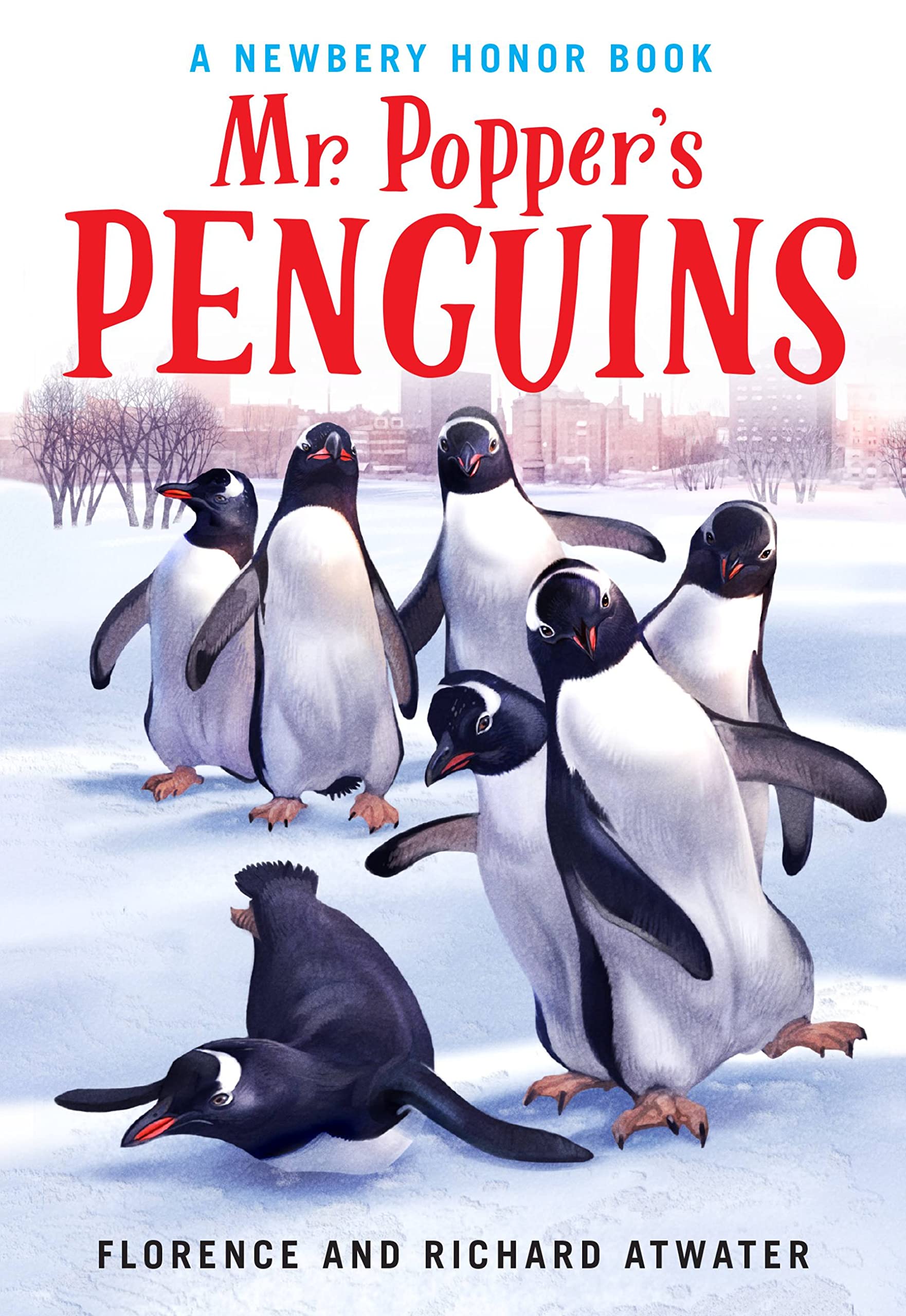 Front cover of the book 'Mr. Popper's Penguins (Newbery Honor Award Winner)' by Florence Atwater and Richard Atwater.