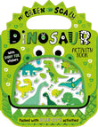 Front cover of the book 'Shiny Stickers My Green and Scaly Dinosaur Activity Book' by Alexandra Robinson.
