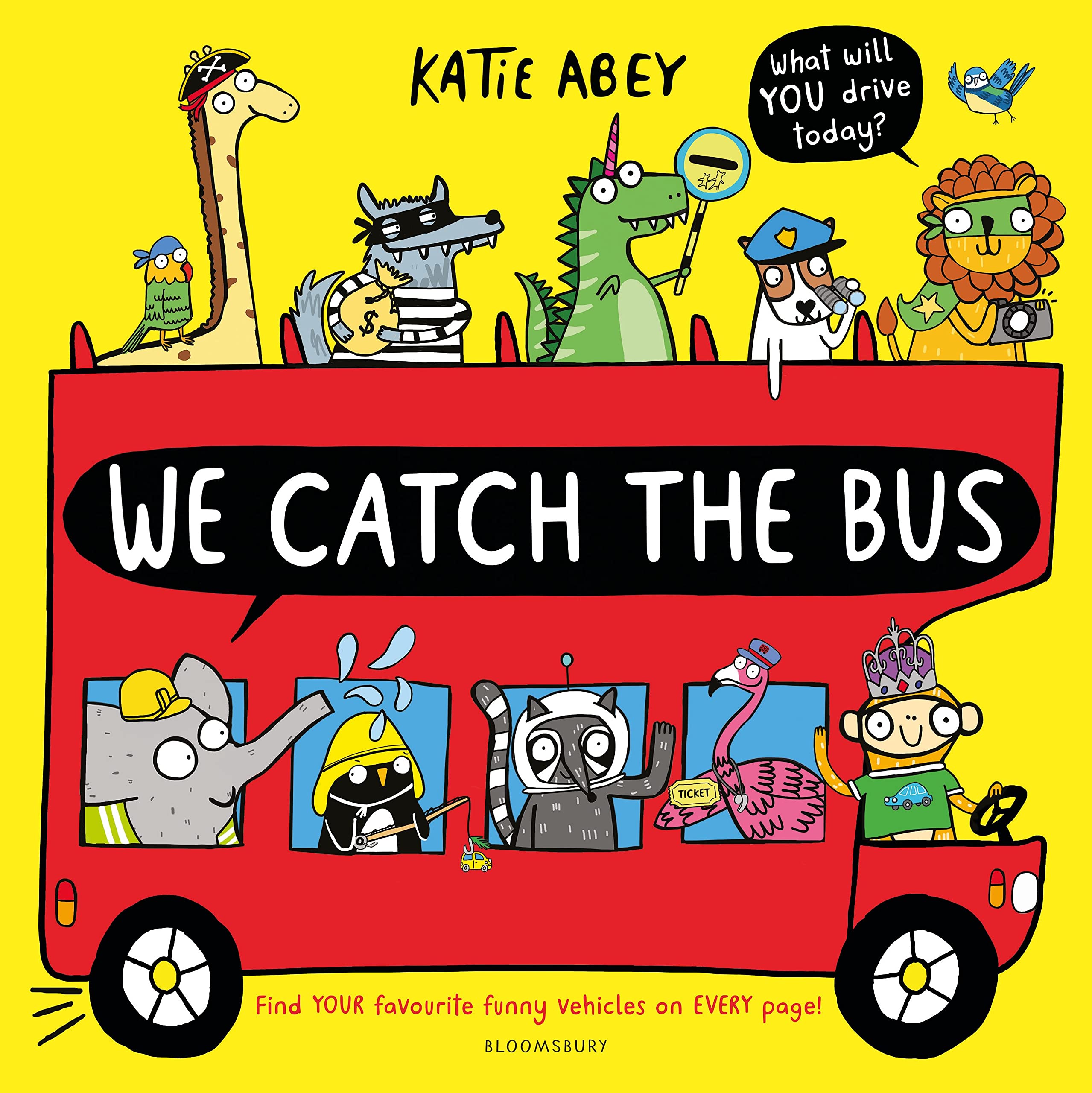 Front cover of the book 'We Catch the Bus' by Katie Abey.