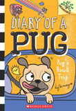 Front cover of the book 'Diary of a Pug #7: Pugs Road Trip' by Kyla May.