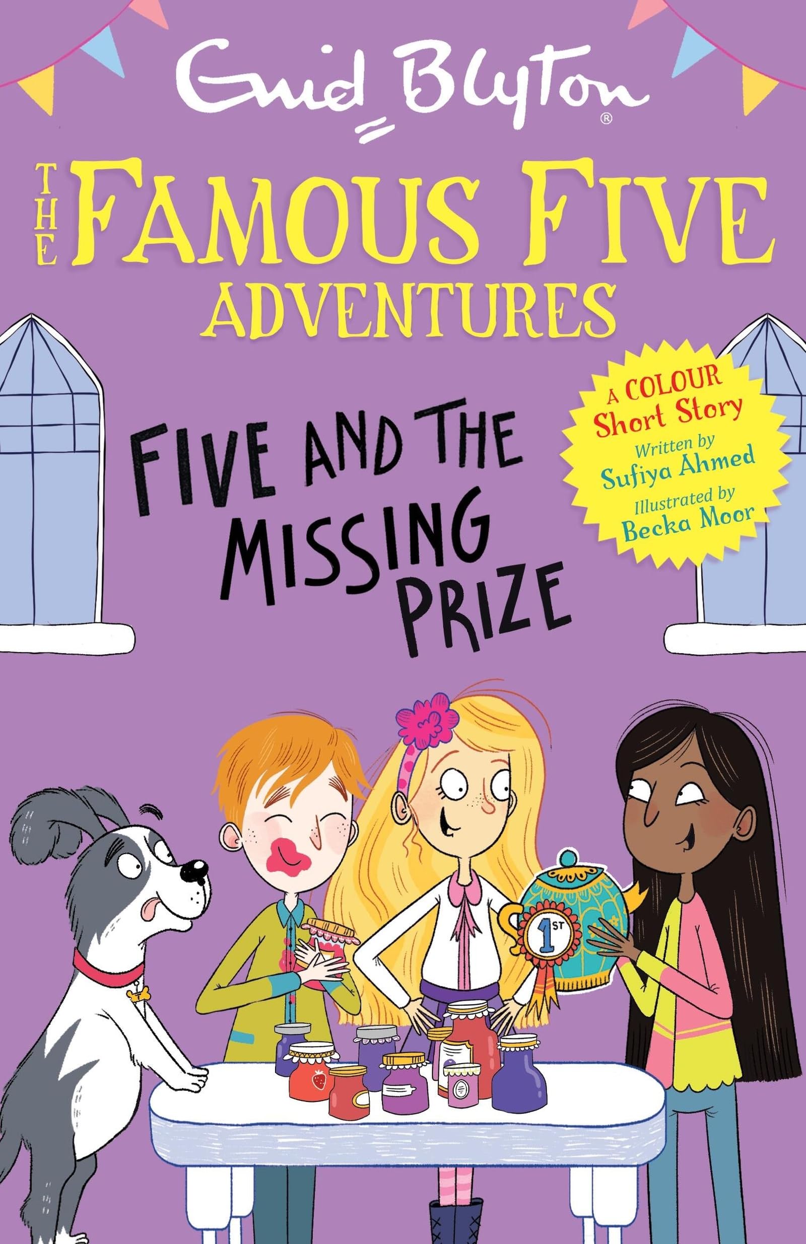 Front cover of the book 'Famous Five Colour Short Stories: Five and the Missing Prize' by Enid Blyton and Sufiya Ahmed.
