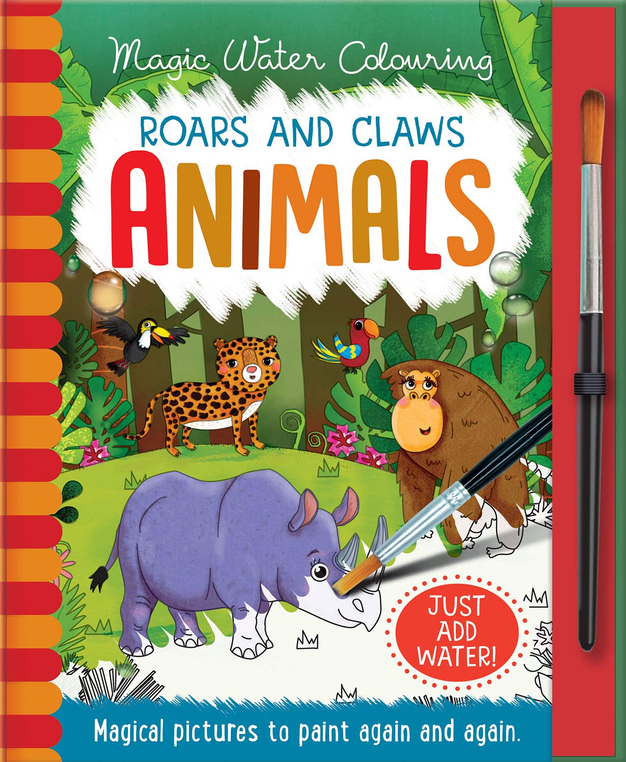 Front cover of the book 'Roars and Claws - Animals (Magic Water Colouring)' by Jenny Copper.