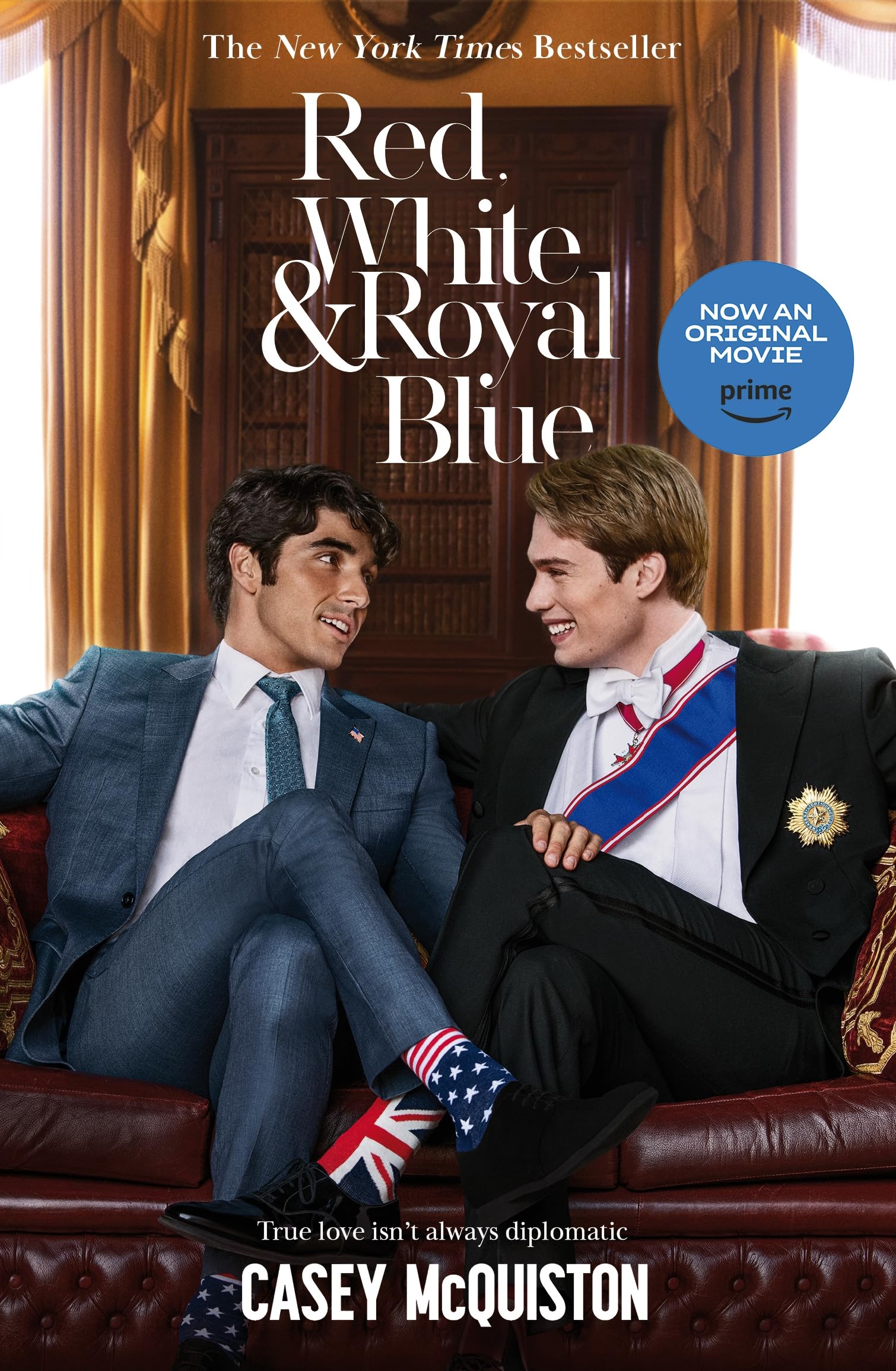 Front cover of the book 'Red, White & Royal Blue: Movie Tie-In Edition' by Casey McQuiston.