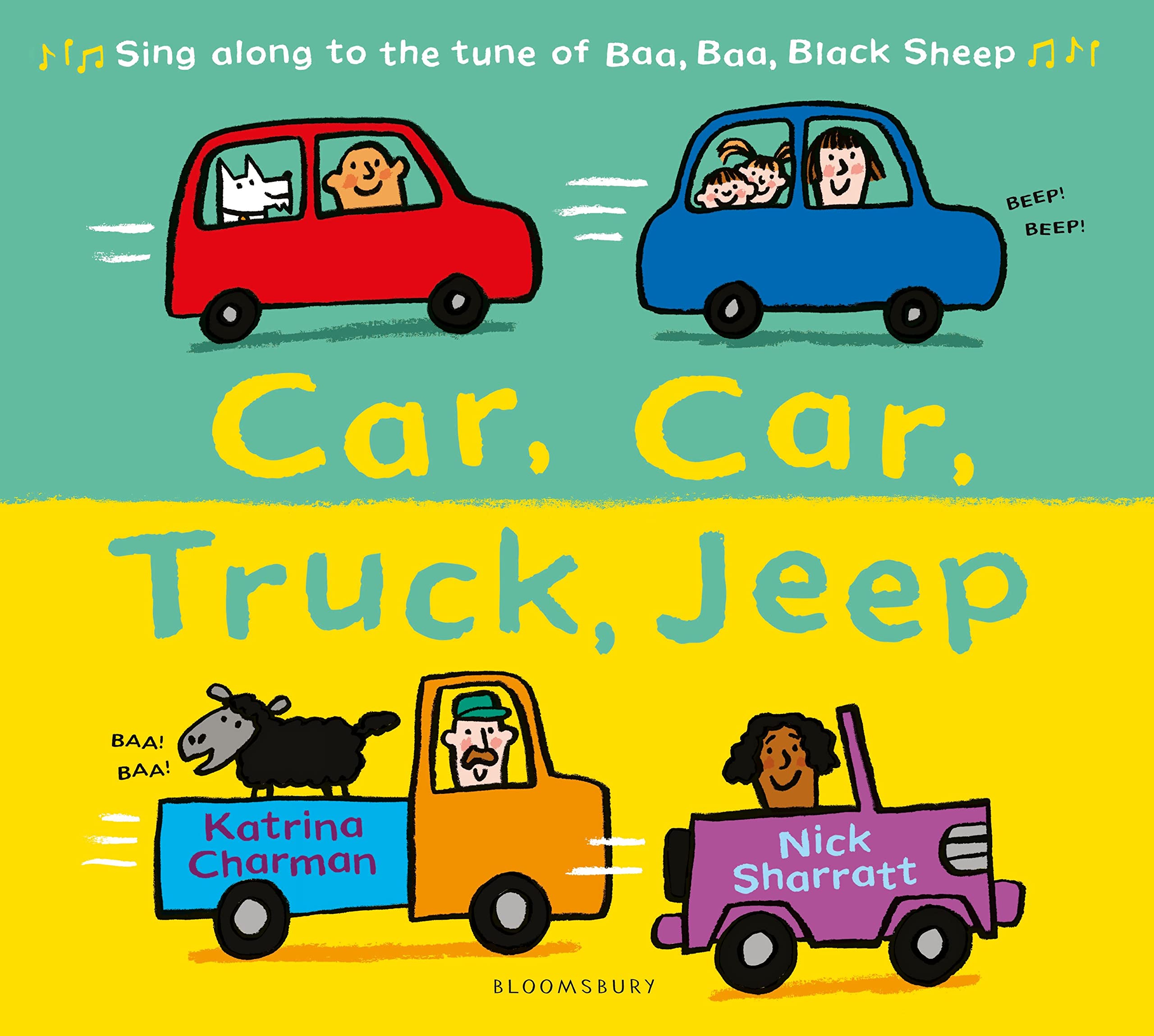 Front cover of the book 'Car Car Truck Jeep' by Katrina Charman.
