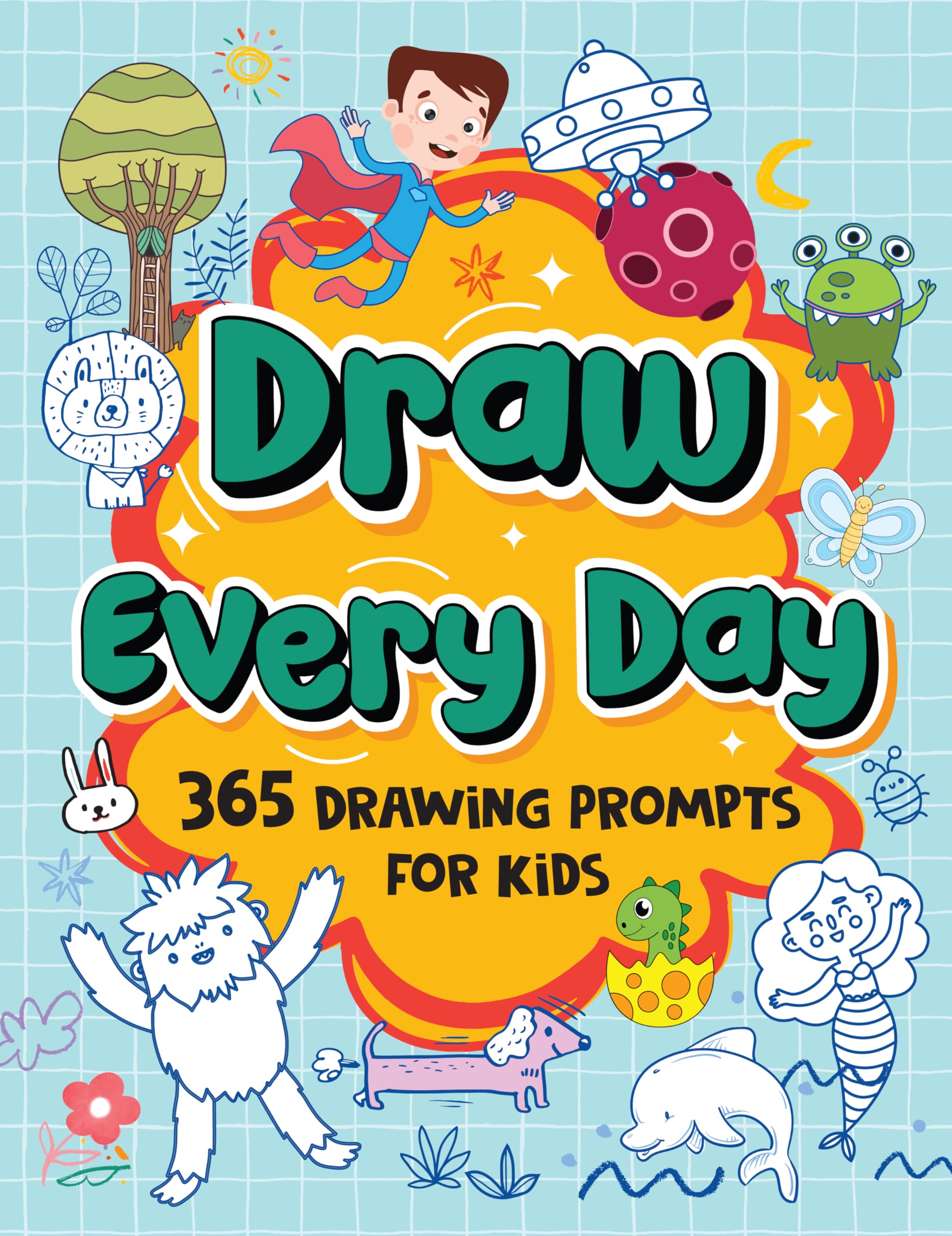 Front cover of the book 'Draw Everyday: Book of Daily Doodles for Kids' by Penguin.