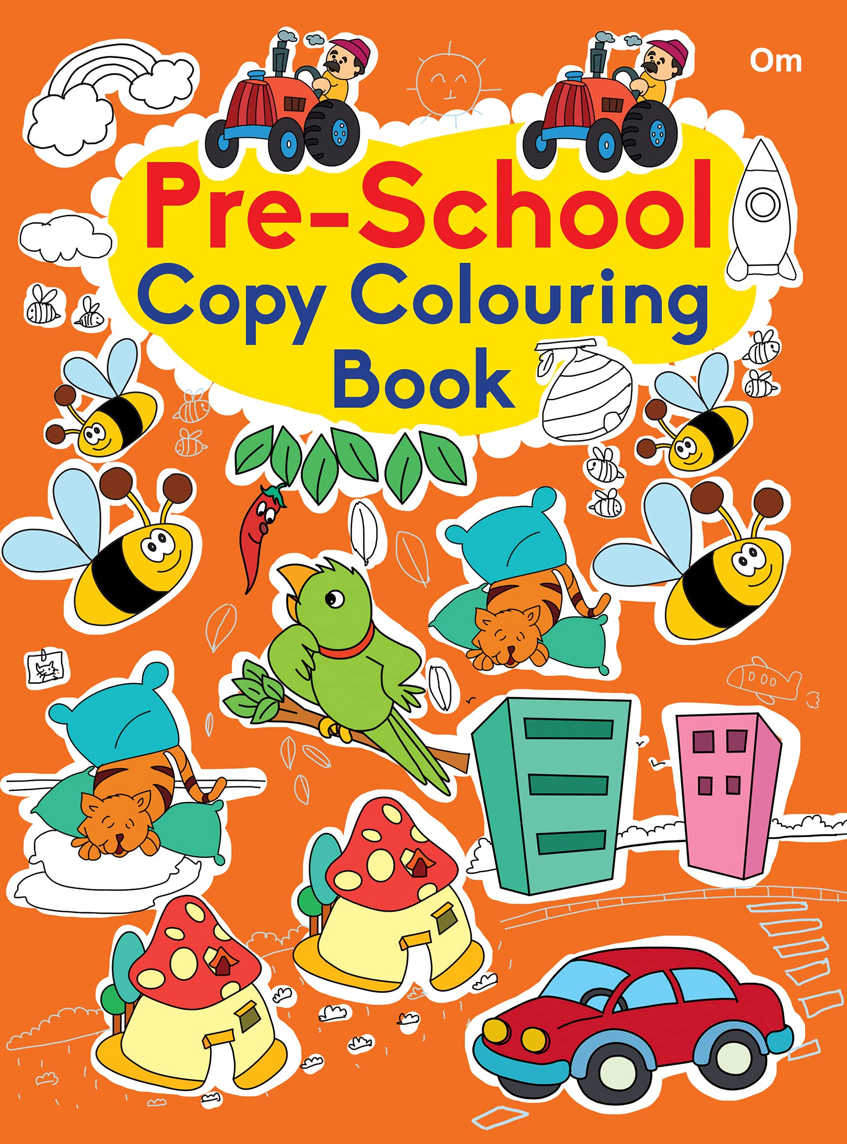 Front cover of the book 'Copy Colouring Book Preschool' by Om Books.