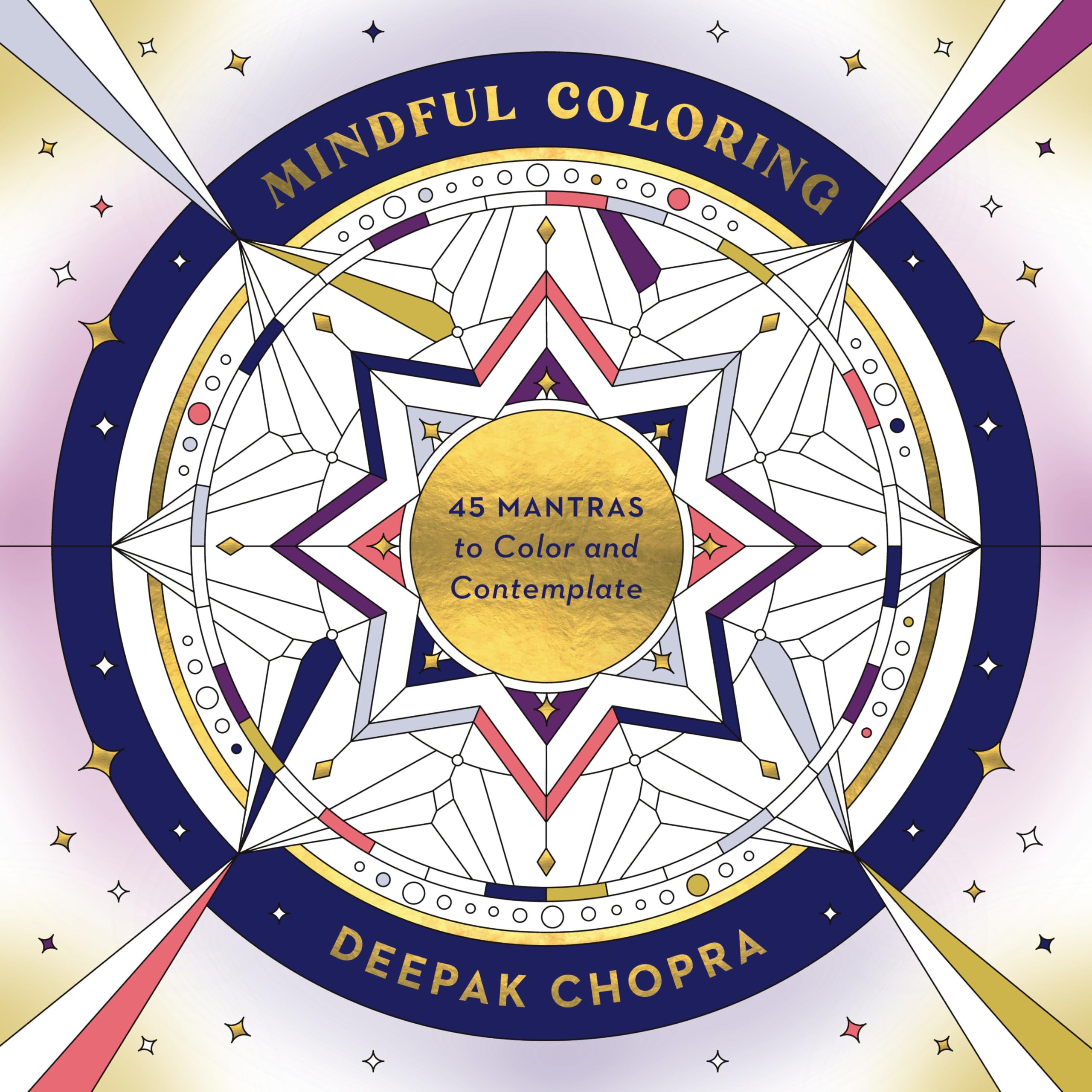Front cover of the book 'Mindful Coloring: 45 Mantras to Color and Contemplate: A Mindfulness Coloring Book' by Chopra, Deepak.