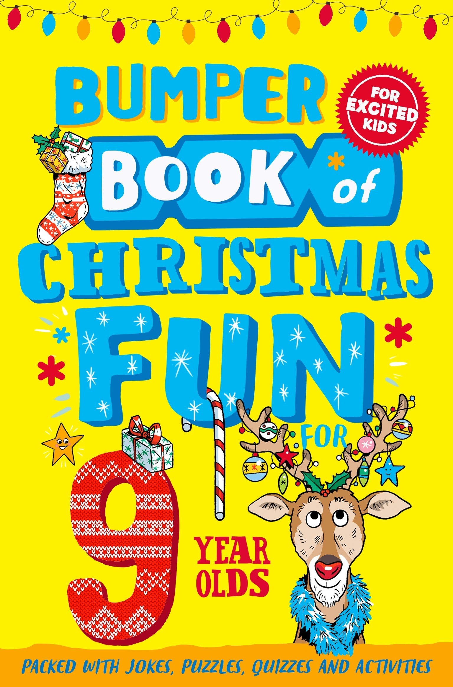 Front cover of the book 'Bumper Book of Christmas Fun for 9 Year Olds' by Macmillan Childrens Books.