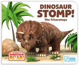 Front cover of the book 'Dinosaur Stomp! The Triceratops (The World of Dinosaur Roar!)' by Peter Curtis.