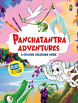 Front cover of the book 'Panchatantra Adventures - A Crayon Coloring Book: Color Classic Indian Fables, Wise Animal Tales & Moral Stories | Educa' by Na.