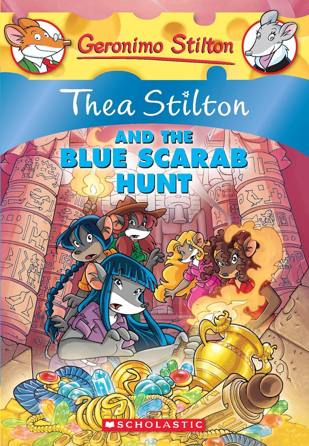 Front cover of the book 'Thea Stilton #11: Thea Stilton & The Blue Scarab Hunt' by Geronimo Stilton.