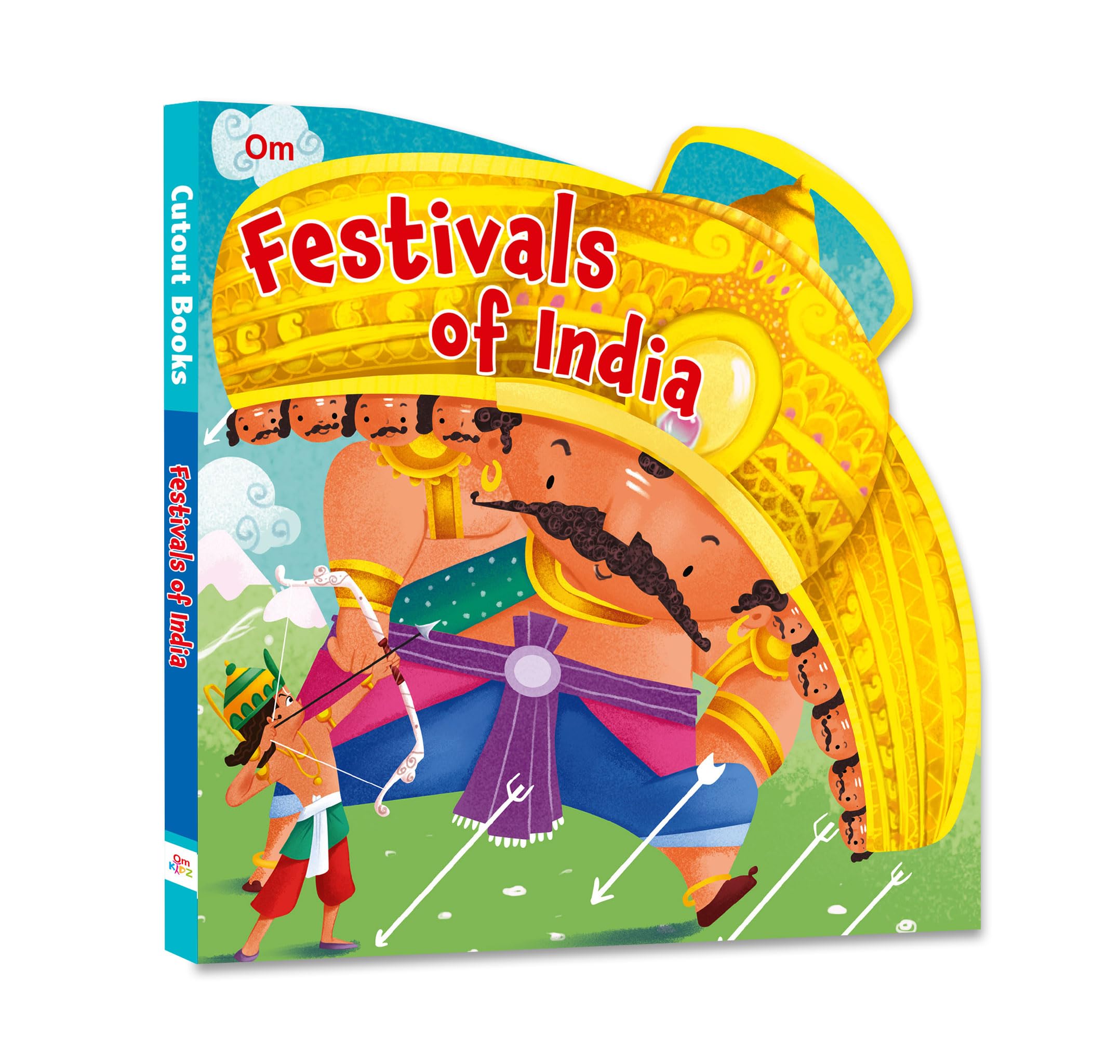 Front cover of the Board Book book 'Cutout Board Book: Festivals of India (Cutout Books) Board book - 22 October 2019' by Omkidz.