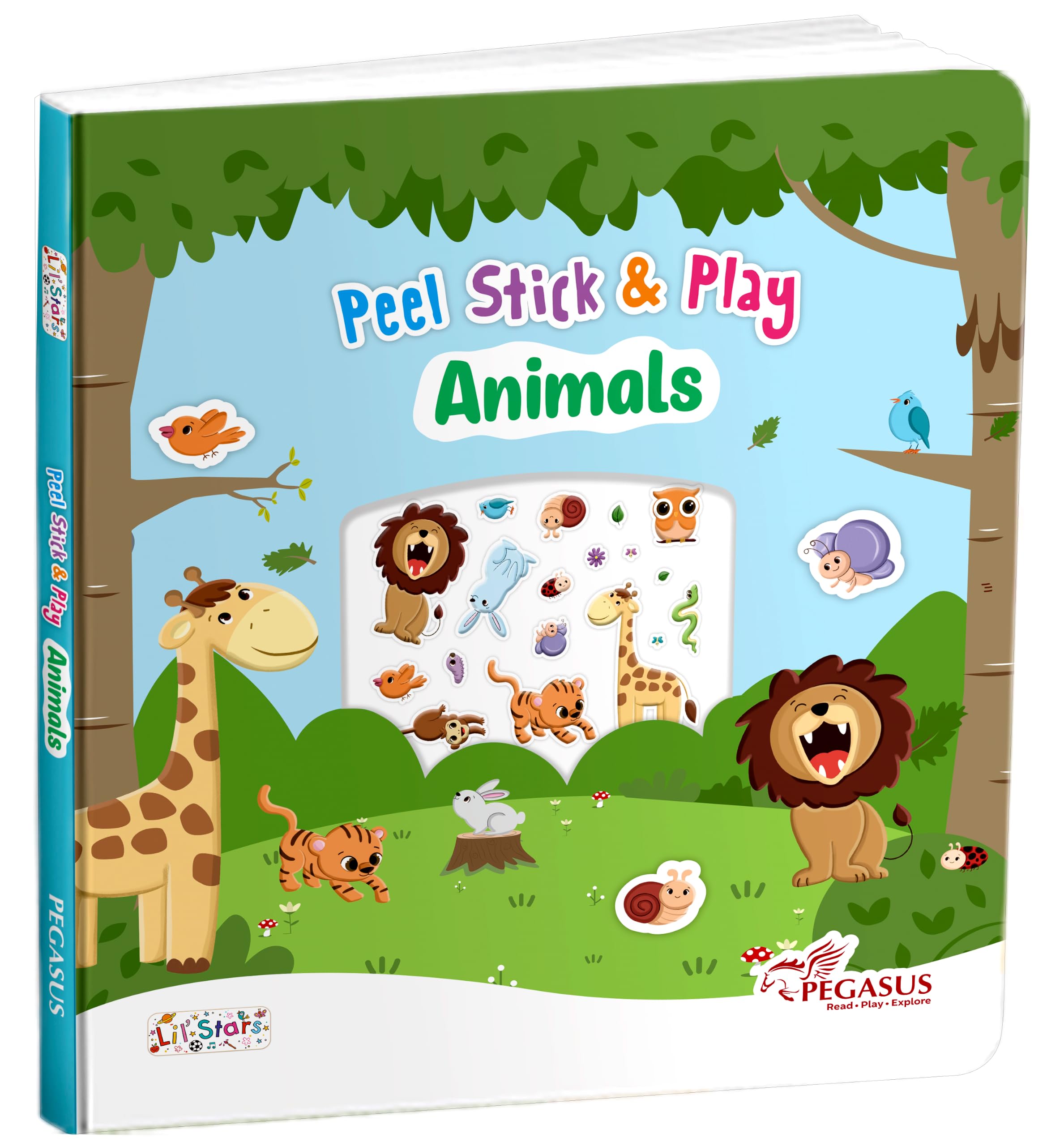 Front cover of the book 'Peel, Stick, and Play Animal Reusable Puffy Stickers Book for Kids - Interactive Activity Book with 100+ Stickers for En' by Pegasus.