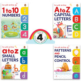 Front cover of the book 'Fun with Writing (Pack of 4 Books): A set of 4 Activity Books for PreSchool Kids, Toddlers | | Book for 3+ [Penguin Earl' by Penguin.