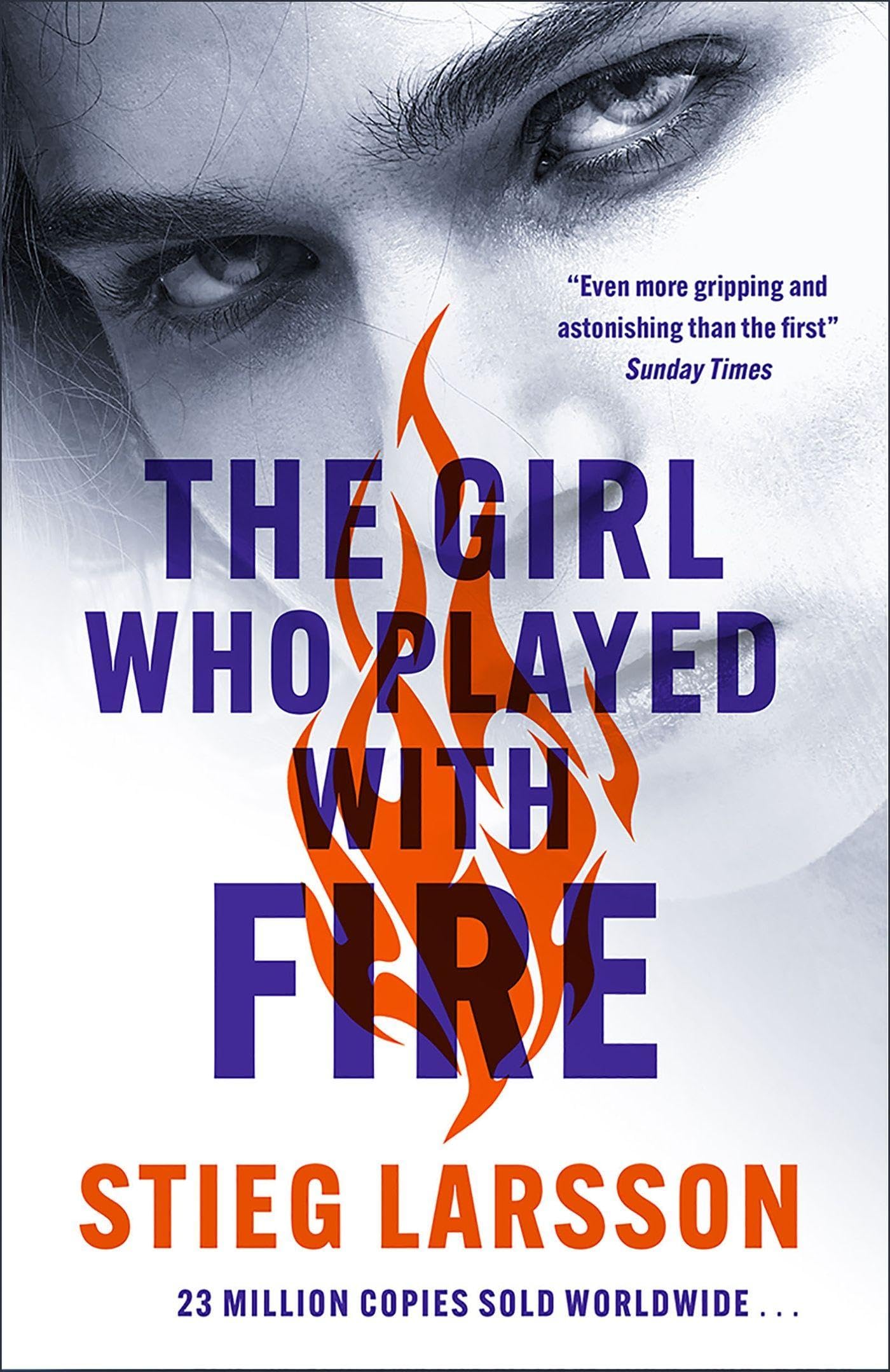 Front cover of the book 'The Girl Who Played With Fire: the hair-raising sequel to The Girl With The Dragon Tattoo (Millennium Series)' by Stieg Larsson.