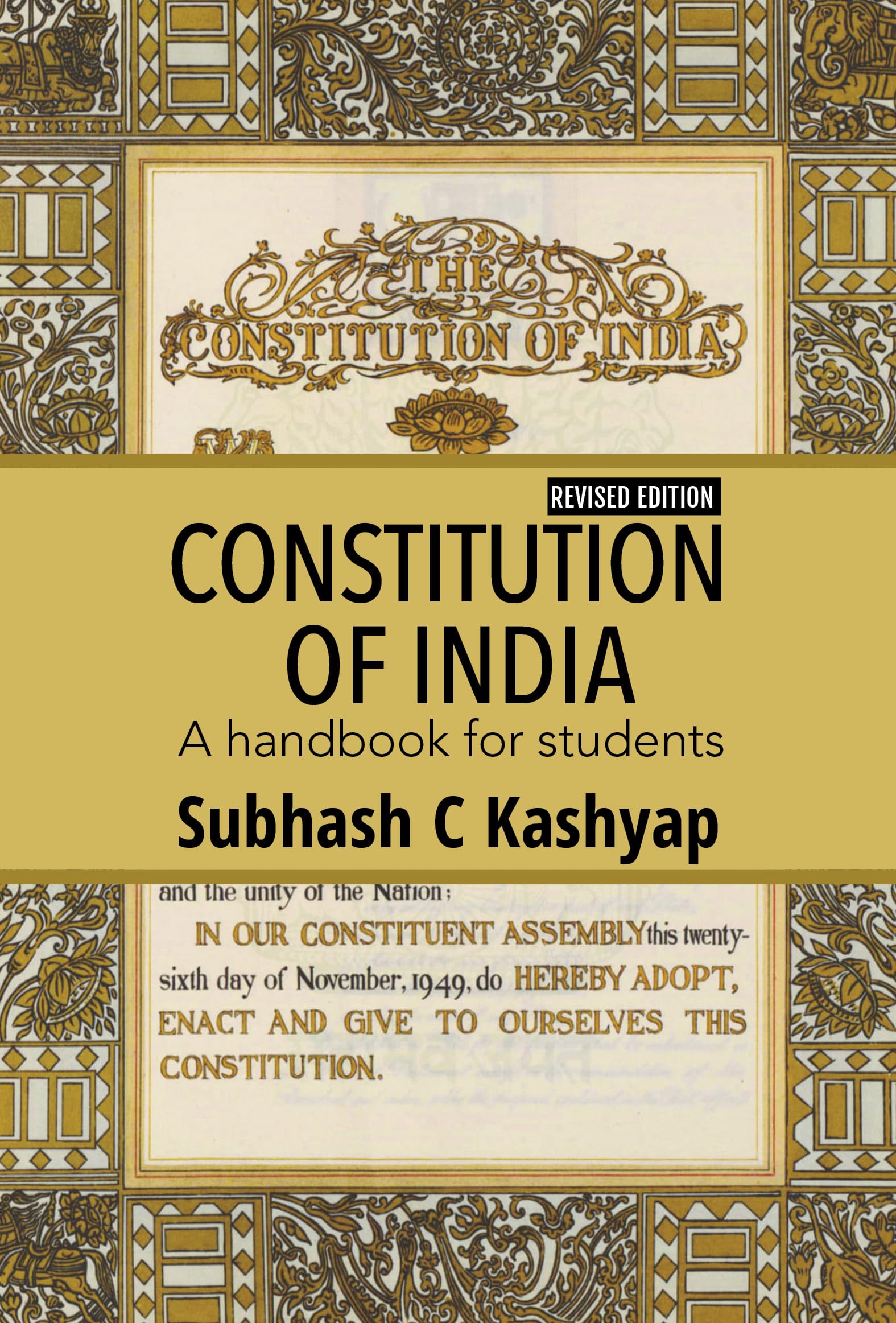 Front cover of the book 'Constitution of India - A handbook for students' by Subhash C Kashyap.