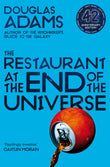 Front cover of the book 'Restaurant at the End of the Universe' by Douglas Adams.