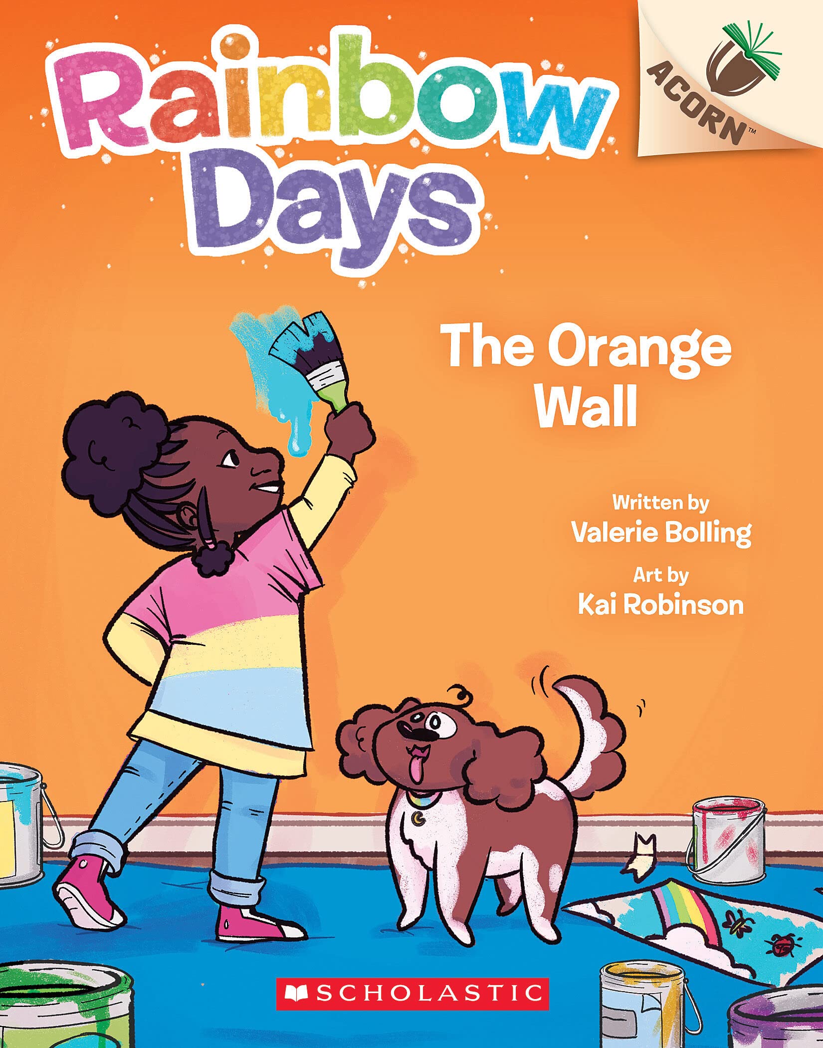 Front cover of the book 'The Orange Wall: An Acorn Book (Rainbow Days #3)' by Valerie Bolling.