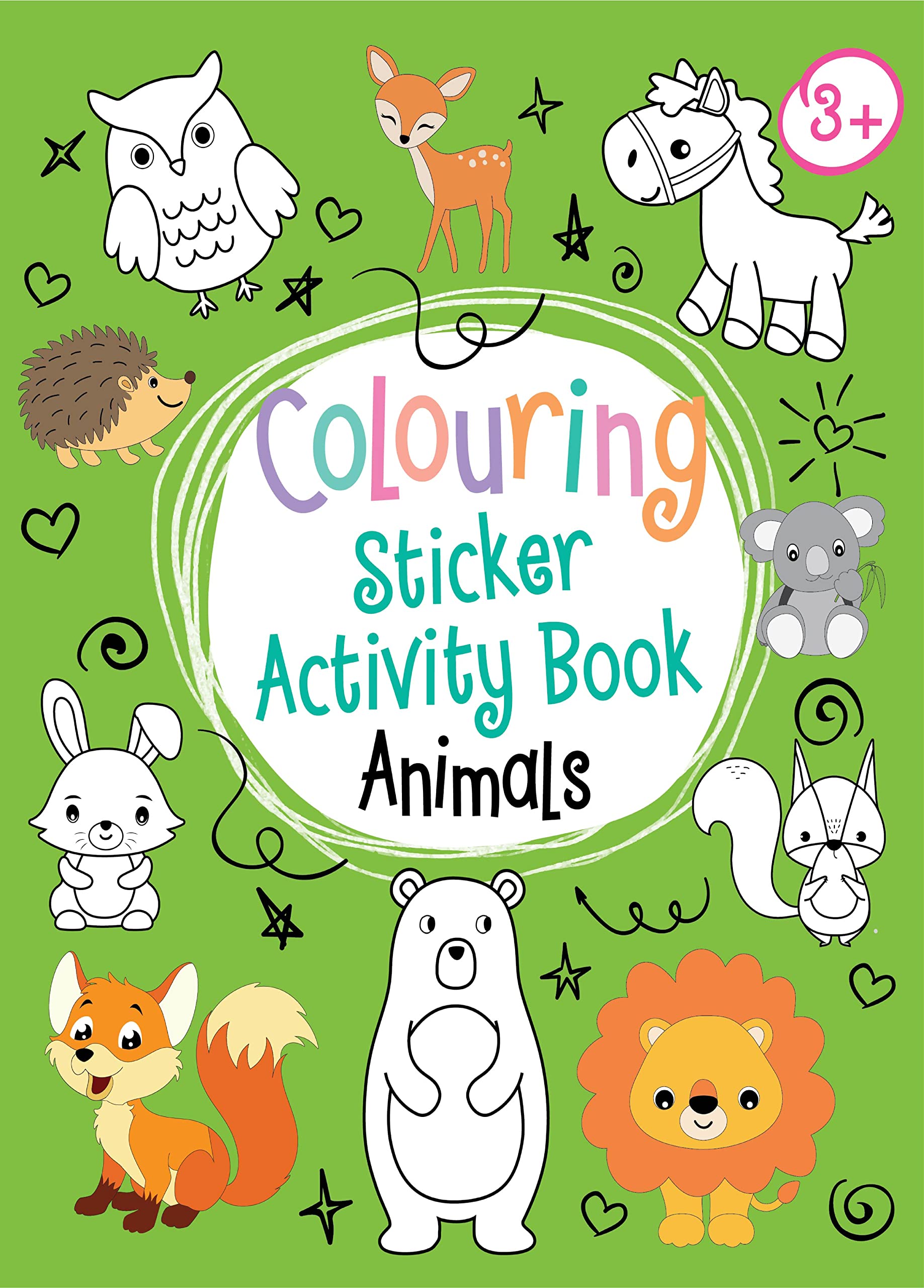 Front cover of the book 'Animals Colouring Neon Sticker Activity Book' by Pegasus.