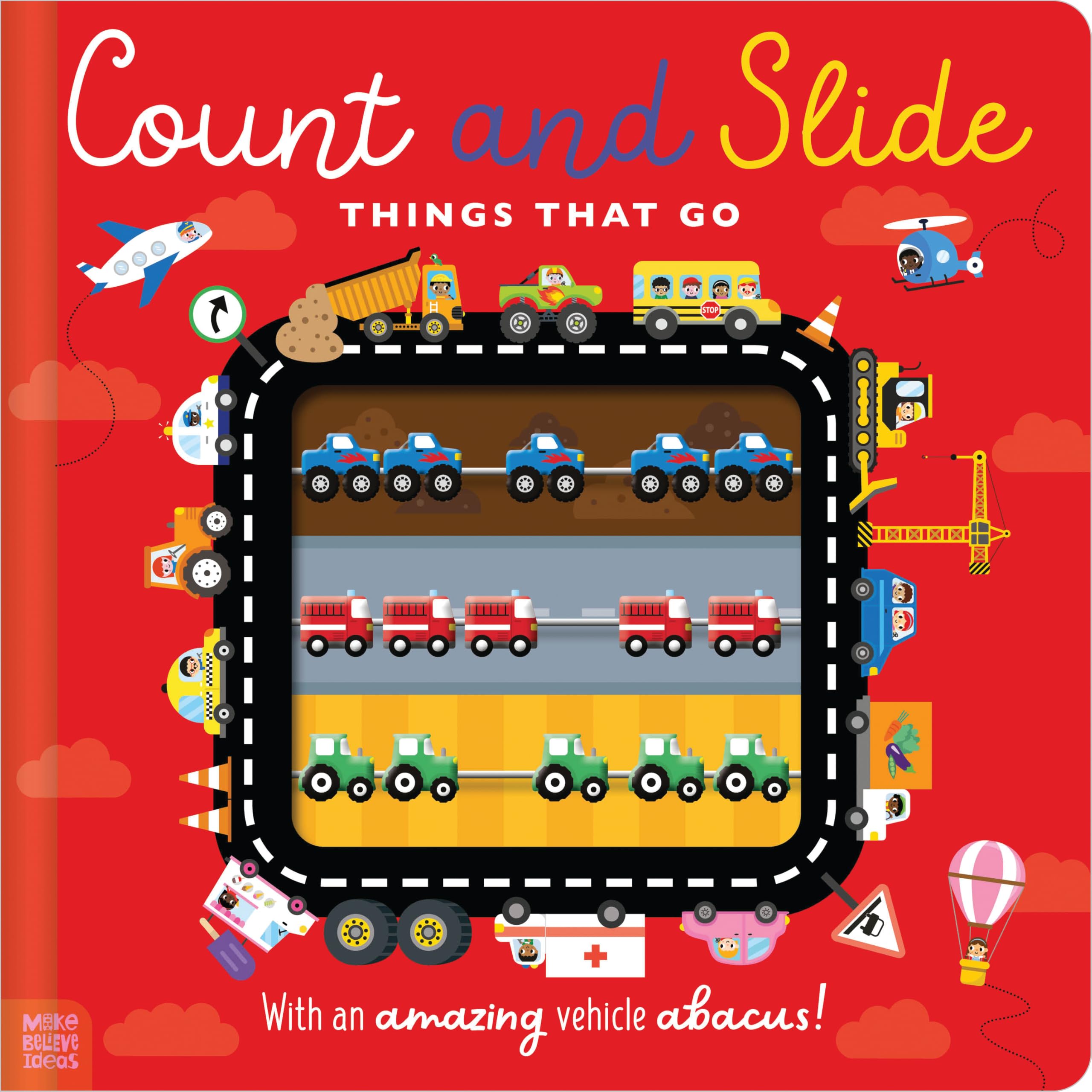 Front cover of the book 'Count and Slide Things That Go' by Christie Hainsby.