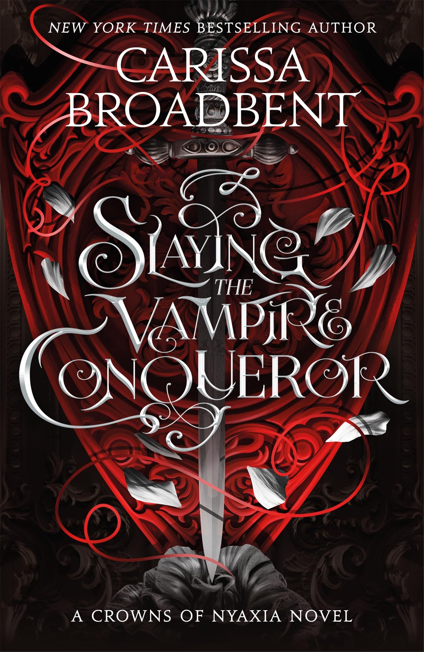 Front cover of the book 'Slaying the Vampire Conqueror' by Carissa Broadbent.