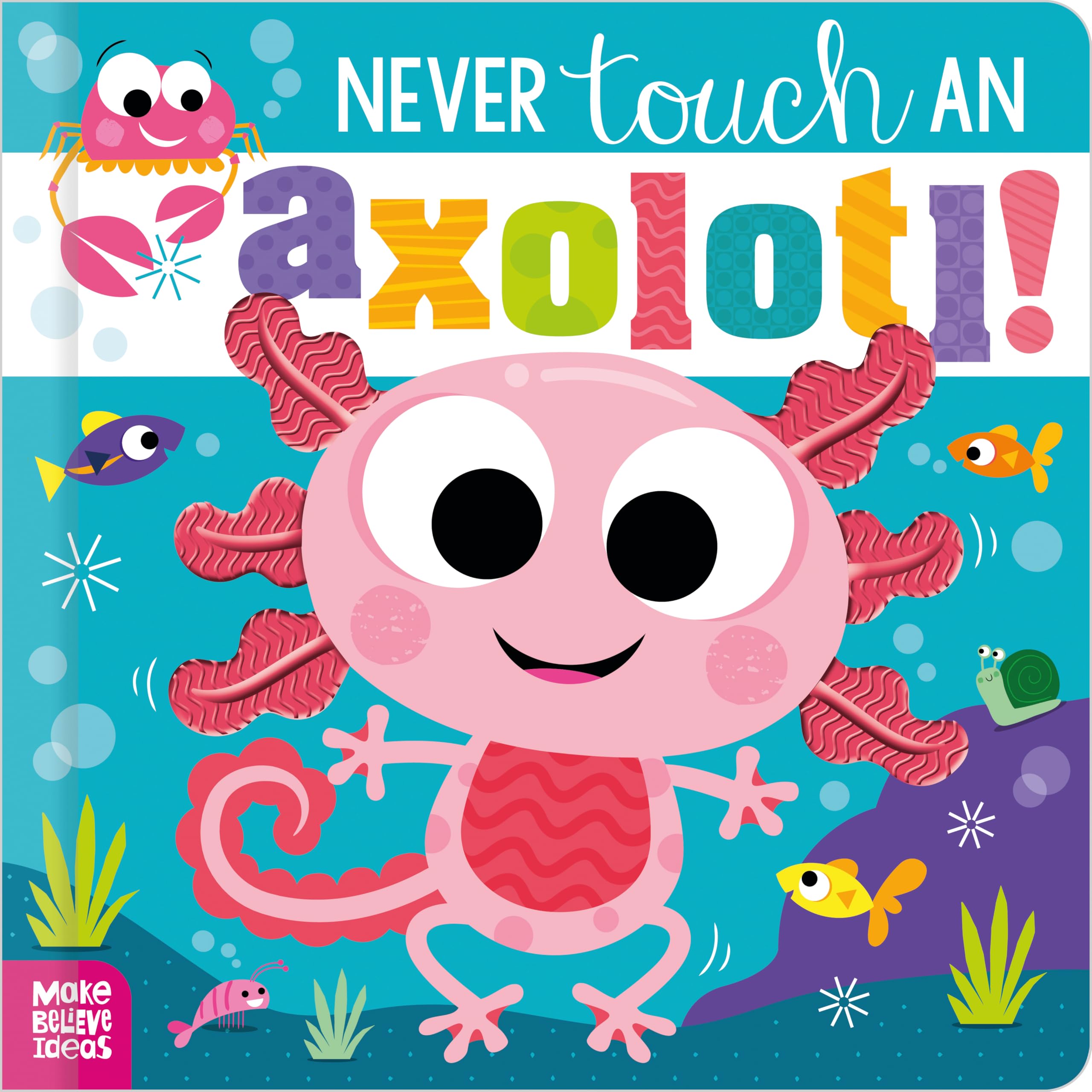 Front cover of the book 'Make Believe Ideas Never Touch an Axolotl!.' by Cara Jenkins.