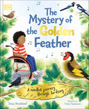 Front cover of the book 'The Mystery of the Golden Feather: A Mindful Journey Through Birdsong' by Tessa Strickland.
