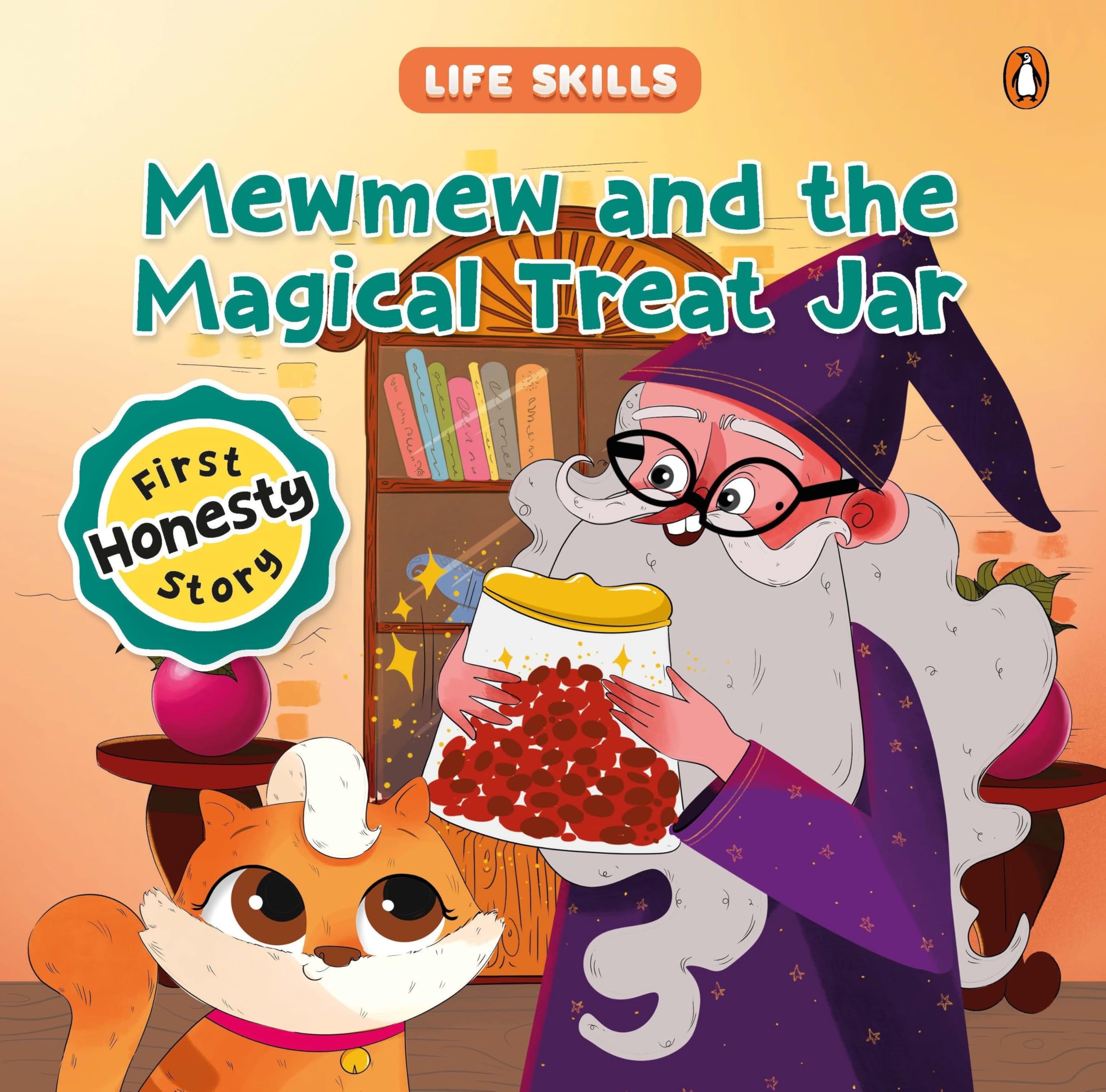 Front cover of the book 'Mewmew and the Magical Treat Jar (Life Skills Series): First Honesty Story | An Illustrated Storybook for Children about' by Penguin.
