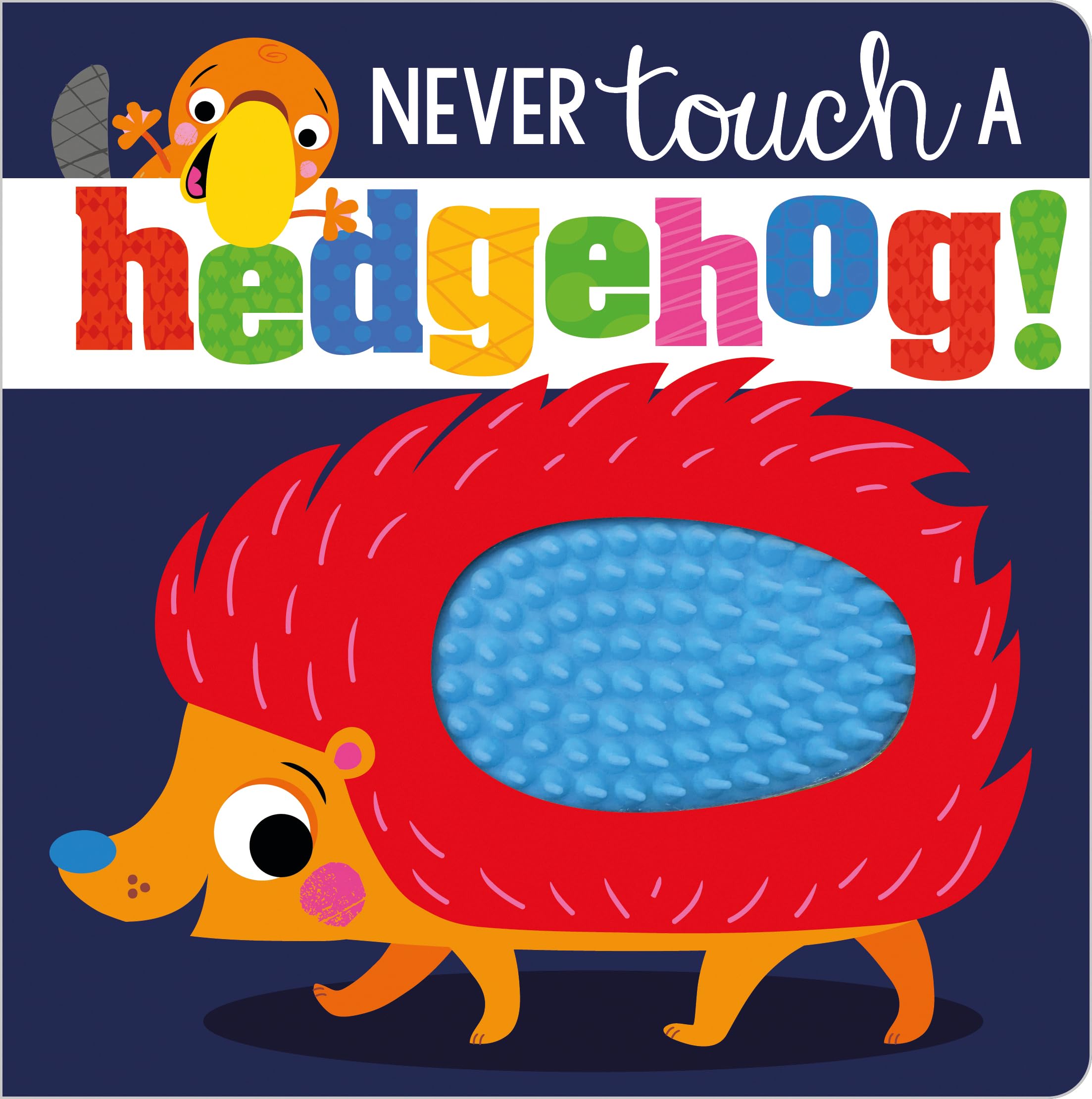 Front cover of the book 'NEVER touch a hedgehog' by Rosie Greening.