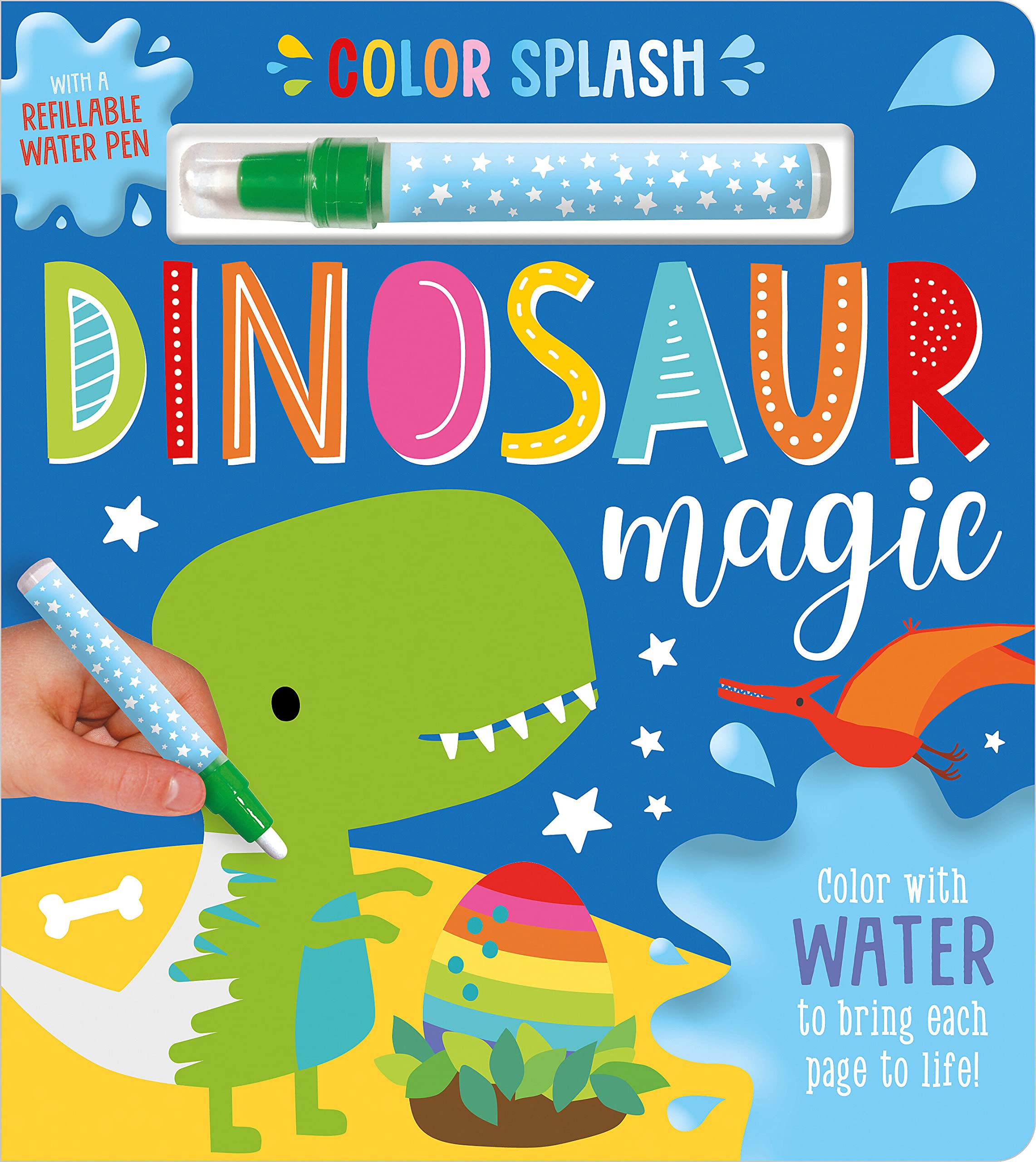 Front cover of the book 'Color Splash Dinosaur Magic' by Sophie Collingwood.