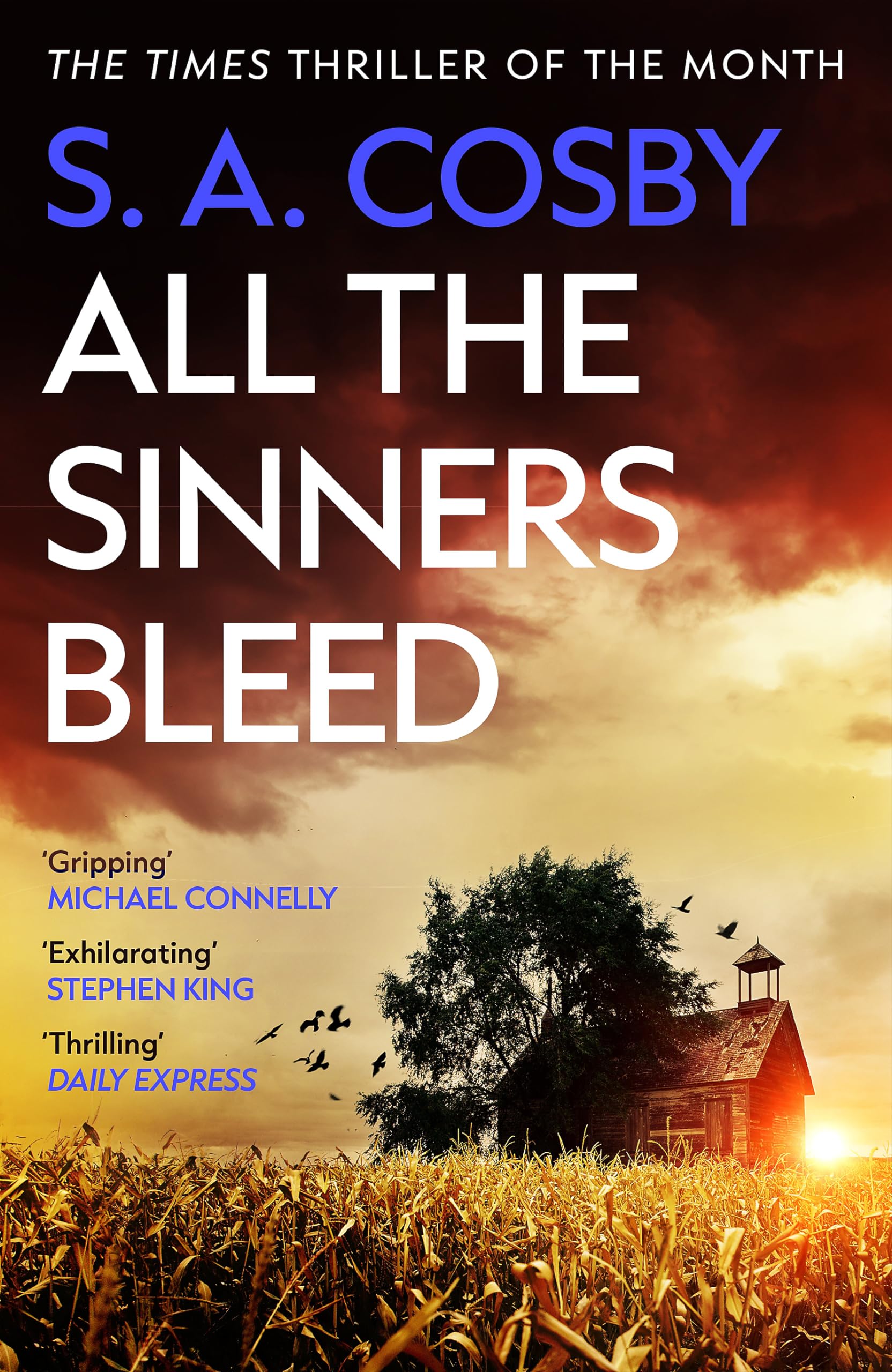 Front cover of the book 'All the sinners bleed' by S. A. Cosby.