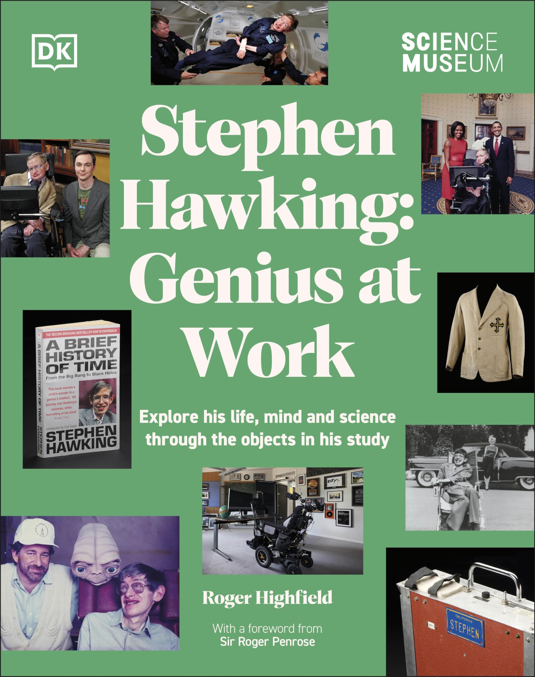 Front cover of the book 'The Science Museum Stephen Hawking Genius at Work: Explore His Life, Mind and Science Through the Objects in His Study' by Roger Highfield.