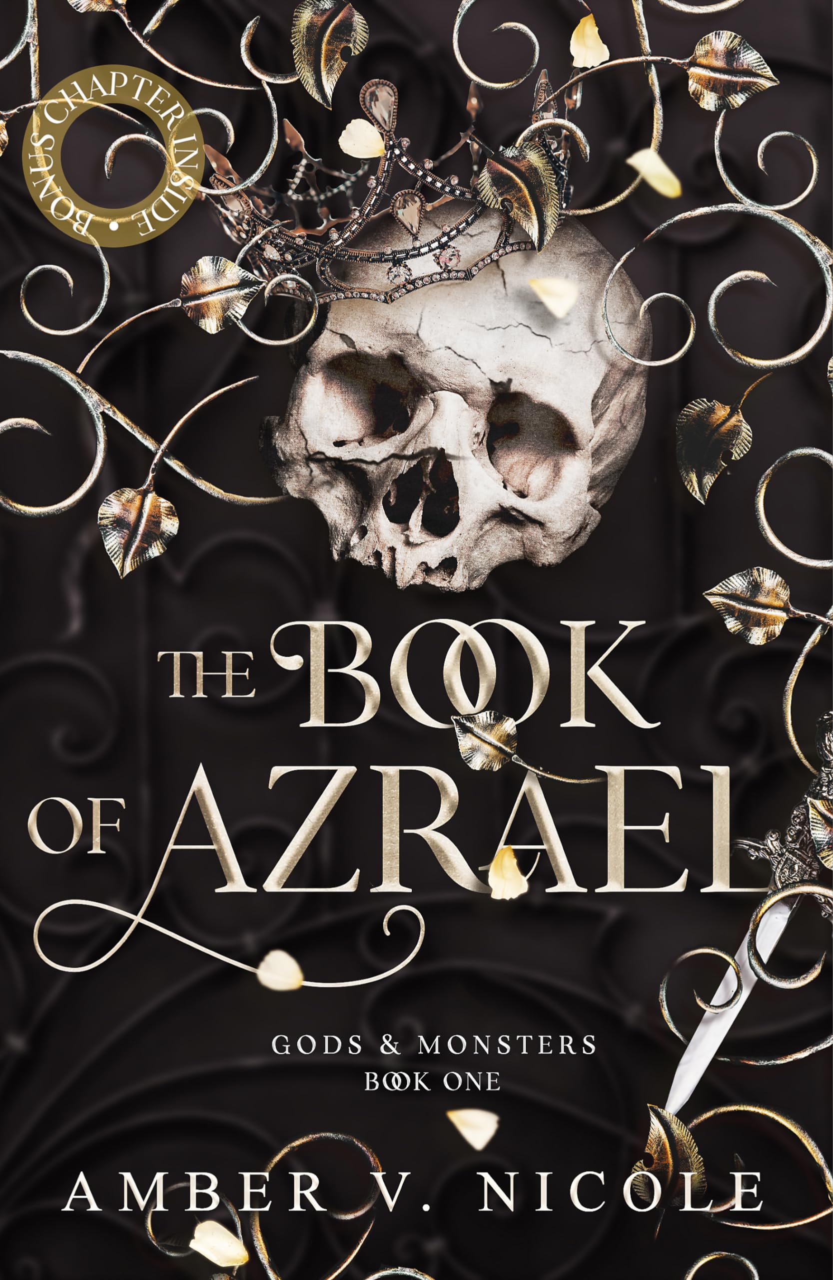Front cover of the book 'The Book of Azrael: Don't miss BookTok's new dark romantasy obsession!! (Gods and Monsters)' by Amber V. Nicole.
