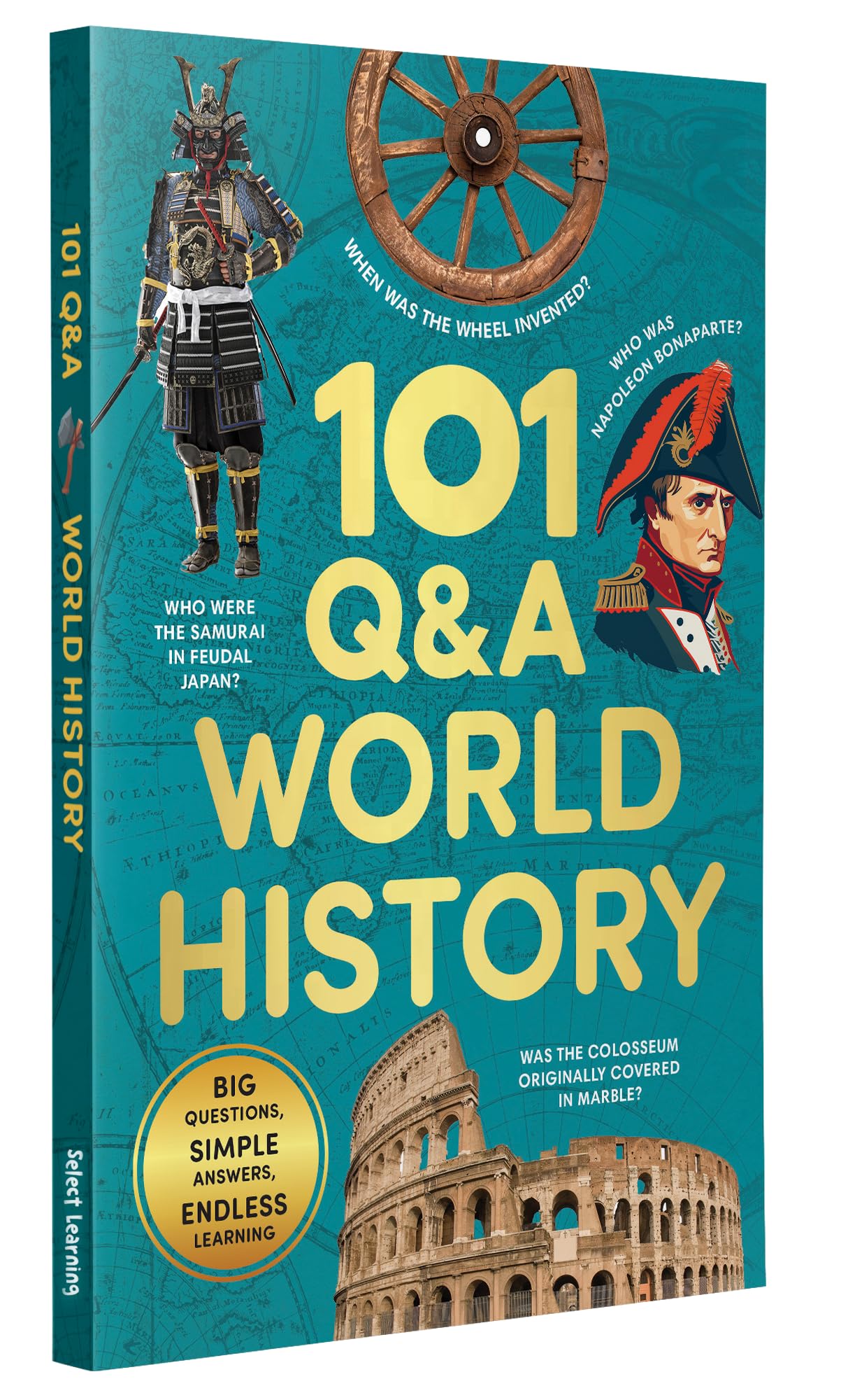 Front cover of the book '101 Q&A World History: Illustrated Encyclopedia of Amazing Questions and Answers for kids | Fun Knowledge Book with Simp' by Penguin Group.