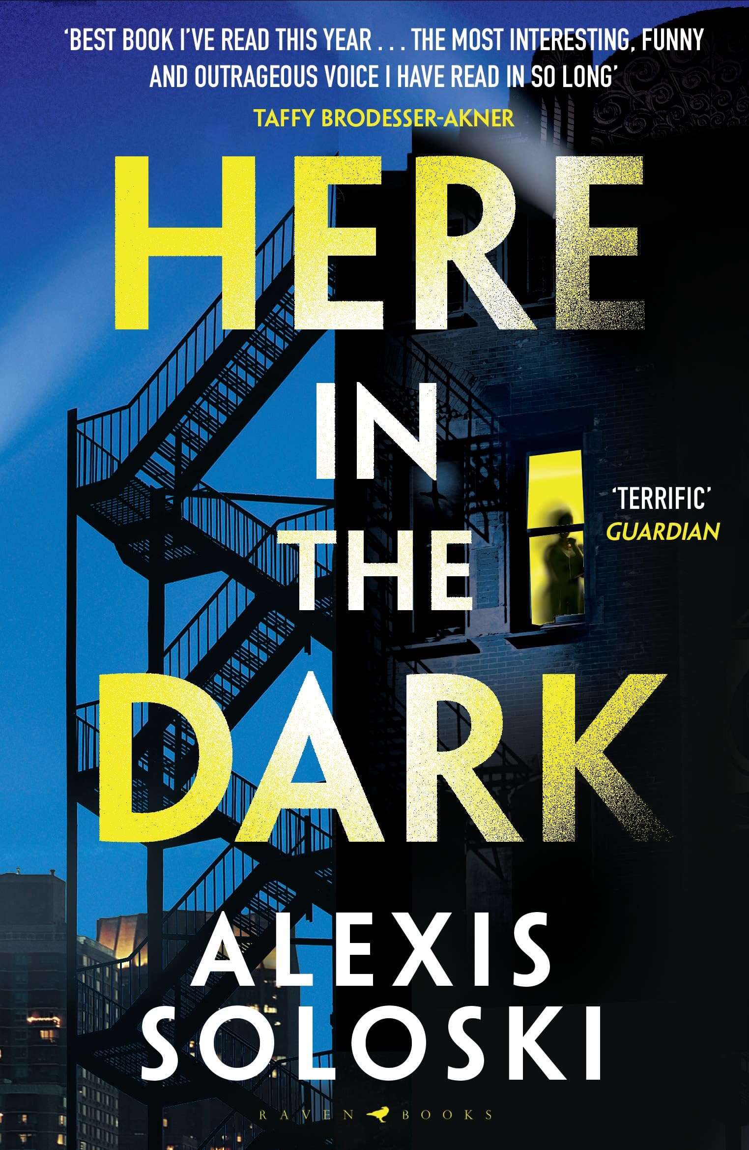 Front cover of the book 'Raven Books Here in the Dark.' by Alexis Soloski.