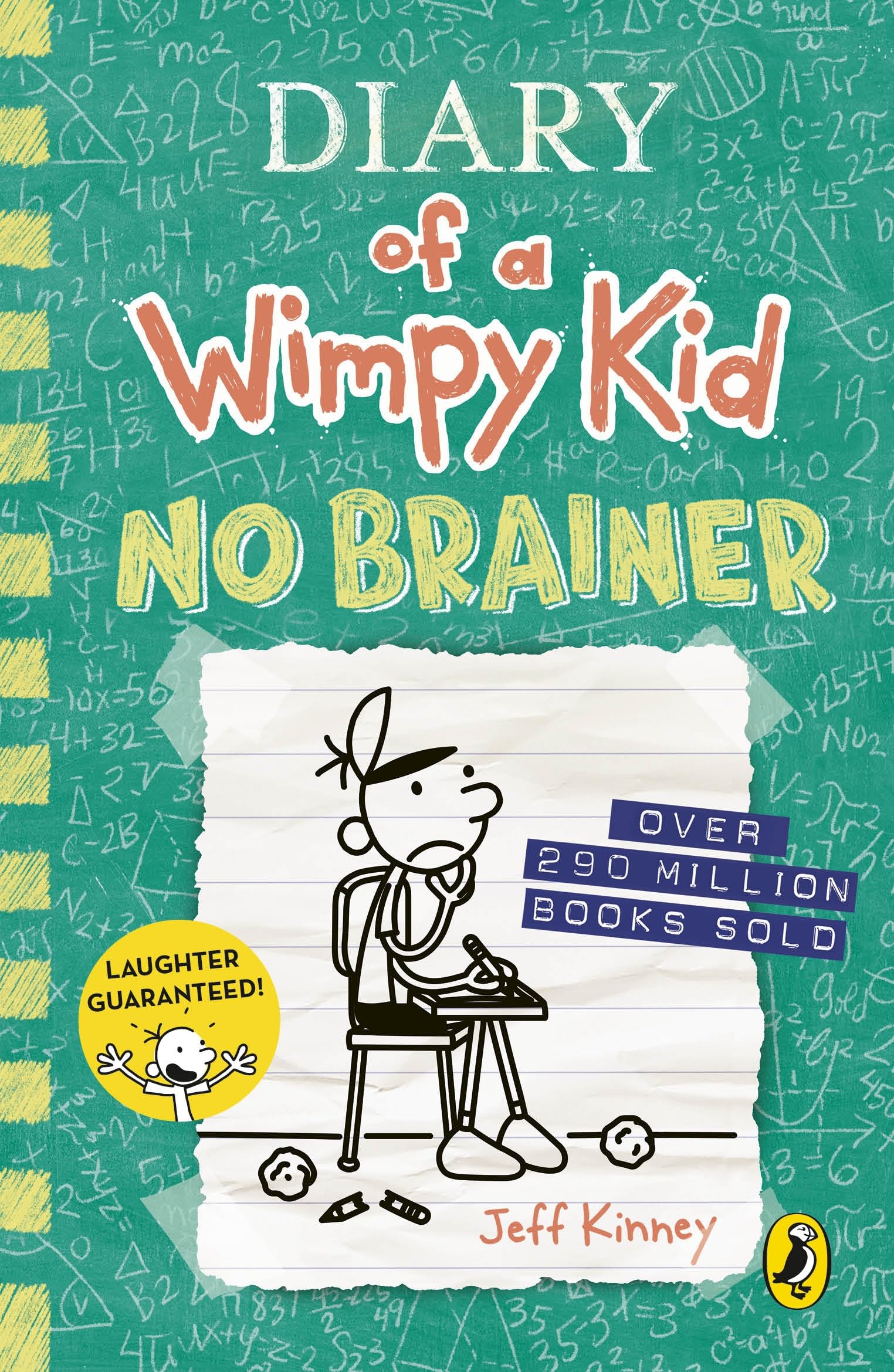 Front cover of the book 'Diary of a Wimpy Kid: No Brainer (Book 18)' by Jeff Kinney.