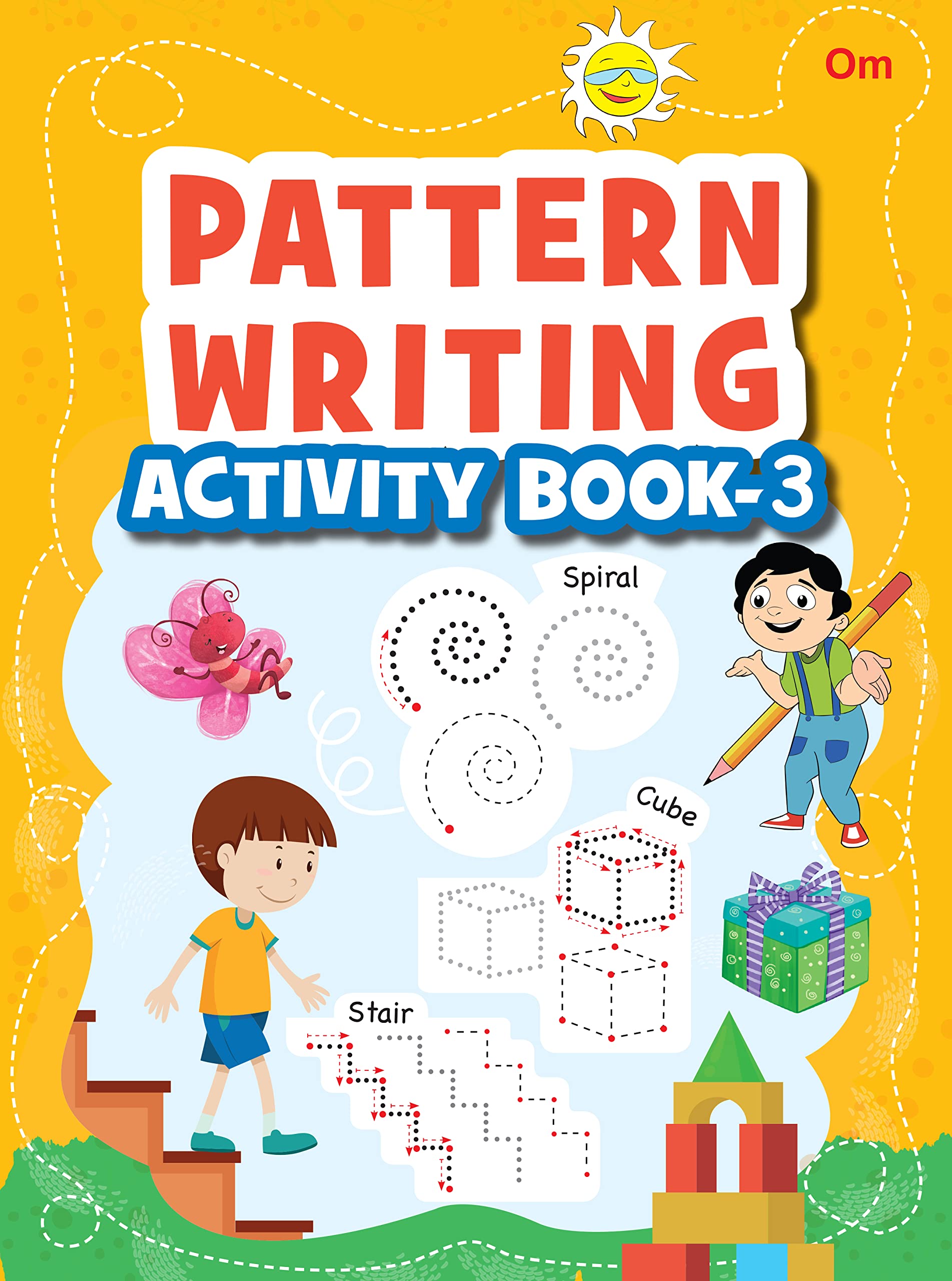 Front cover of the book 'Pattern Writing Book 3' by Omkidz.
