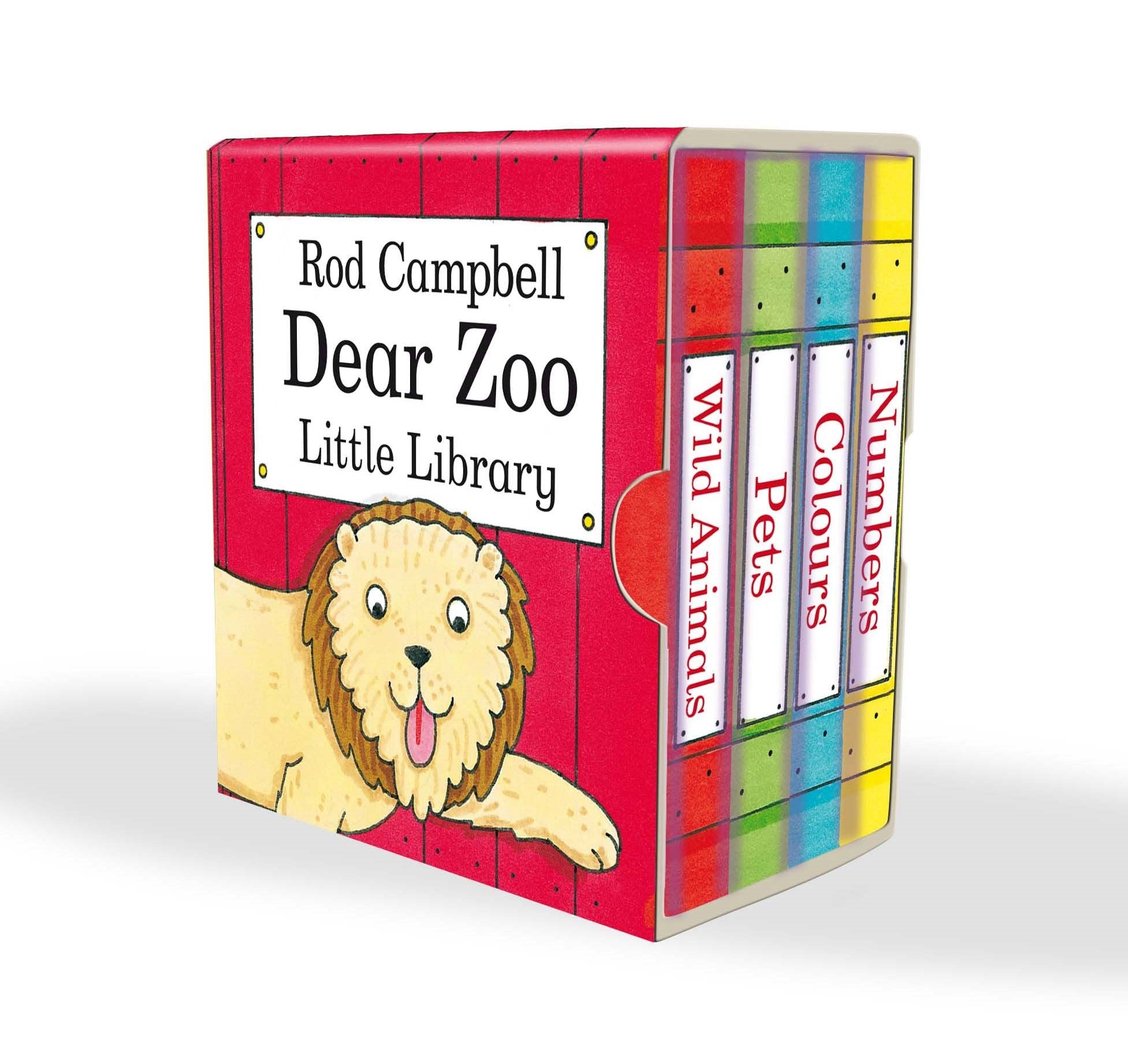 Front cover of the book 'Dear Zoo Little Library Opposites Colour' by Rod Campbell.