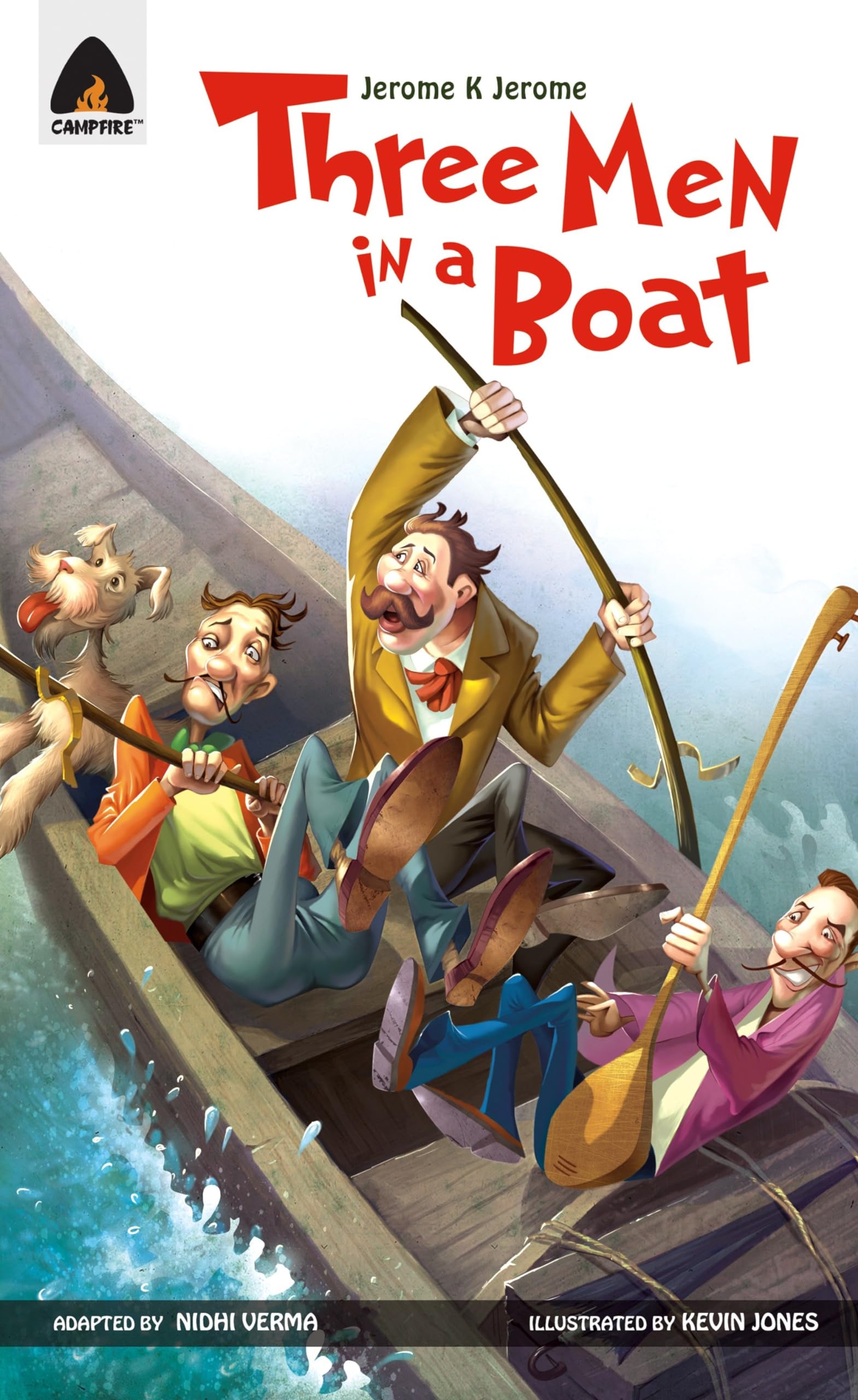 Front cover of the book 'Three Men in a Boat: The Graphic Novel (Campfire Graphic Novels)' by Jerome K. Jerome.