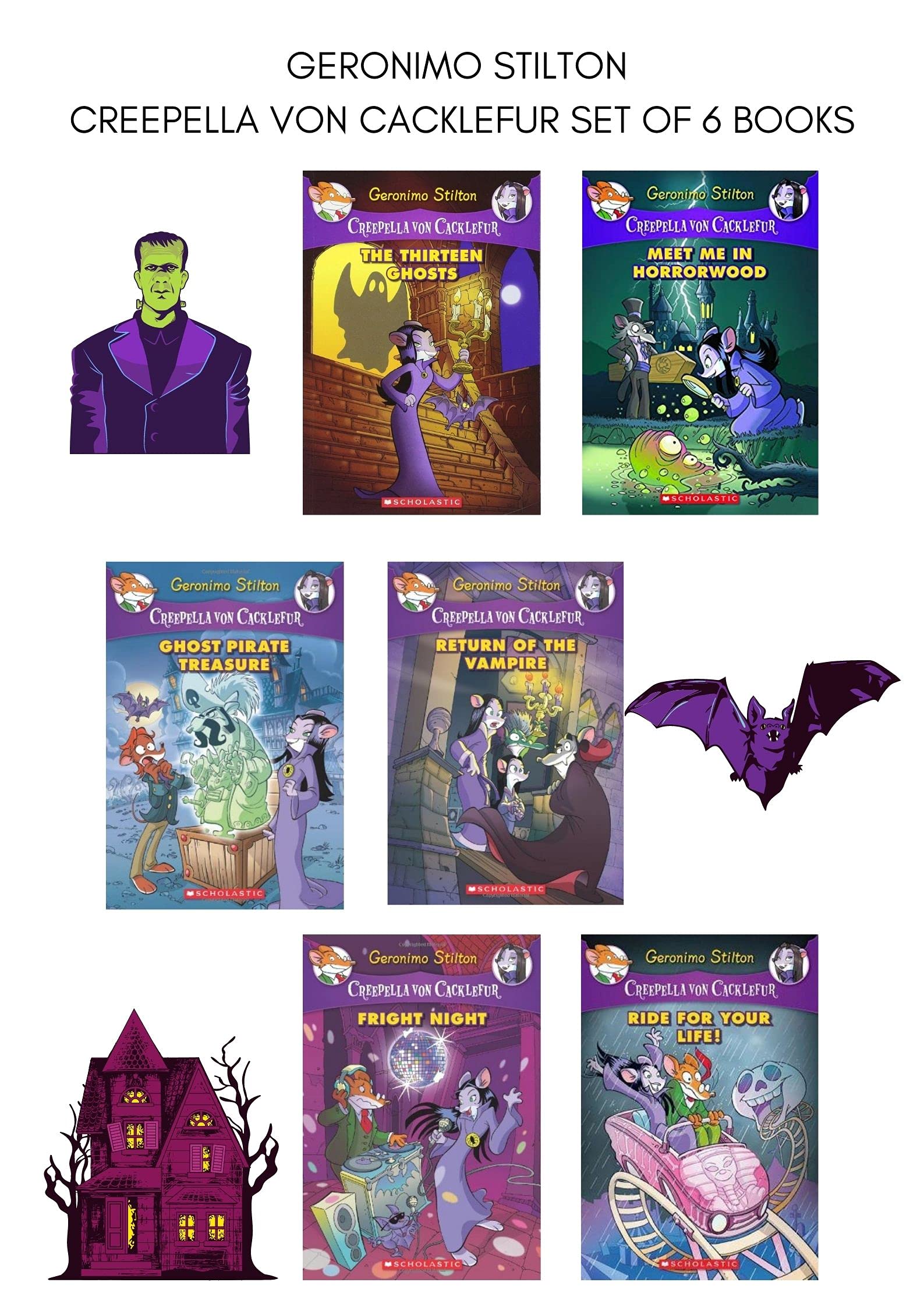 Front cover of the book 'GERONIMO STILTON CREEPELLA VON CACKLEFUR SET OF 6 BOOKS GERONIMO STILTON' by Geronimo Stilton.