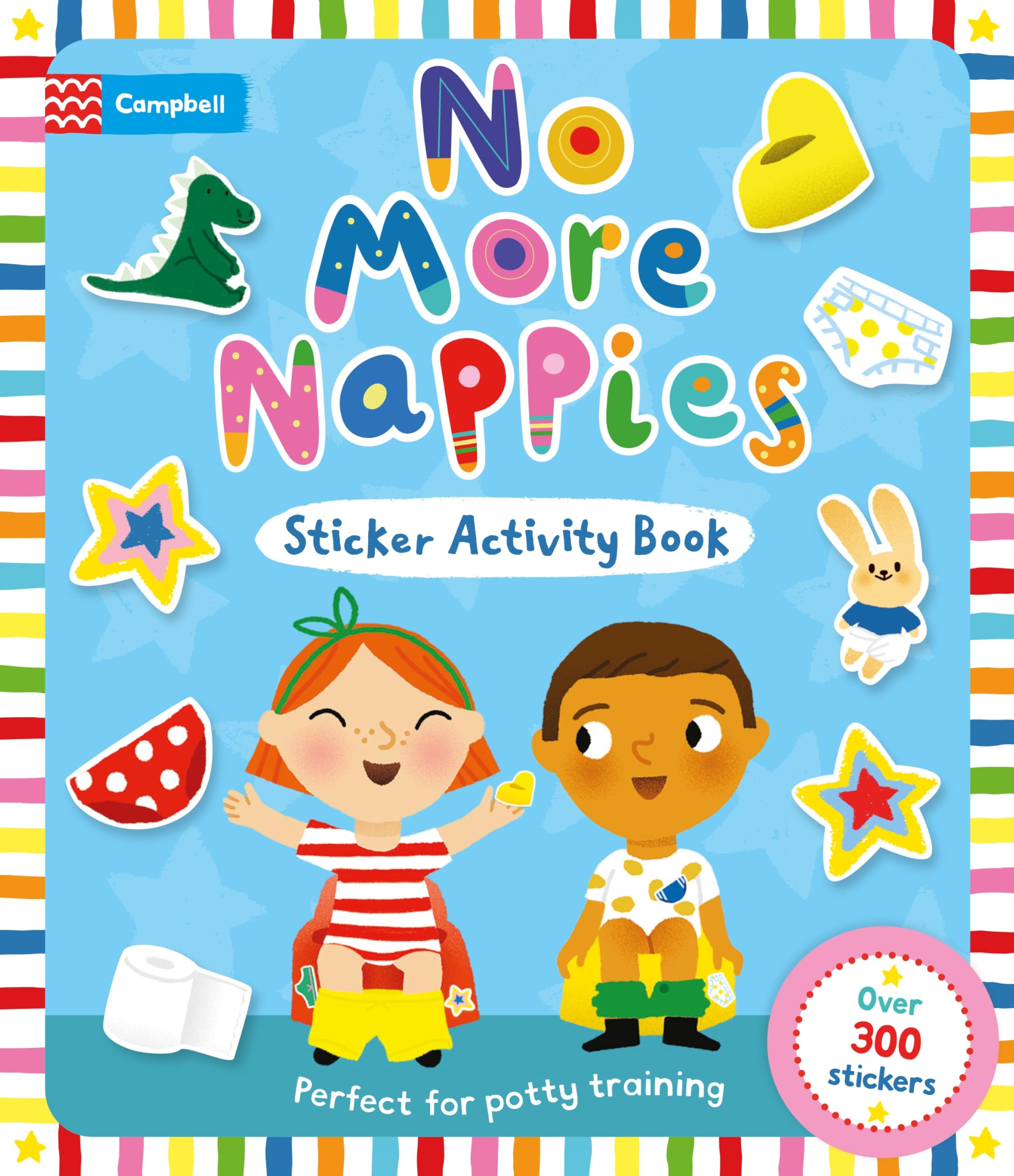 Front cover of the book 'No More Nappies Sticker Activity Book' by Marion Cocklico.