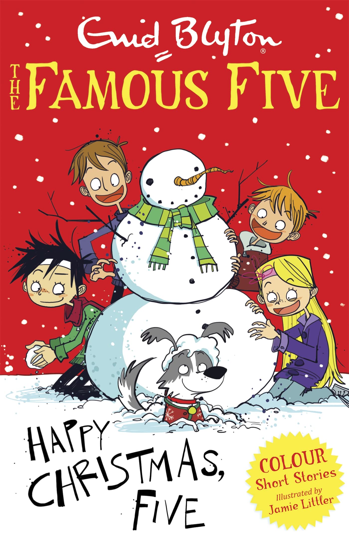 Front cover of the book 'Famous Five Colour Short Stories: Happy Christmas, Five! (Famous Five: Short Stories)' by Enid Blyton.