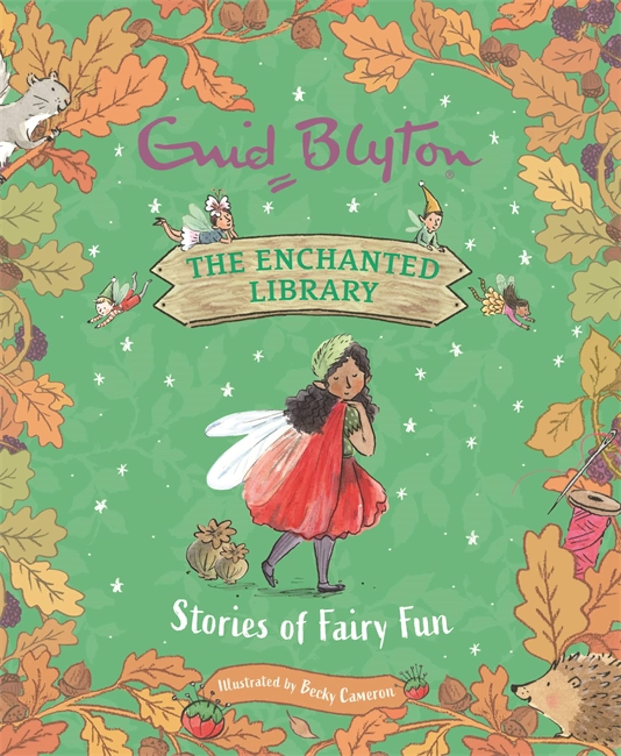 Front cover of the book 'The Enchanted Library: Stories of Fairy Fun' by Enid Blyton.