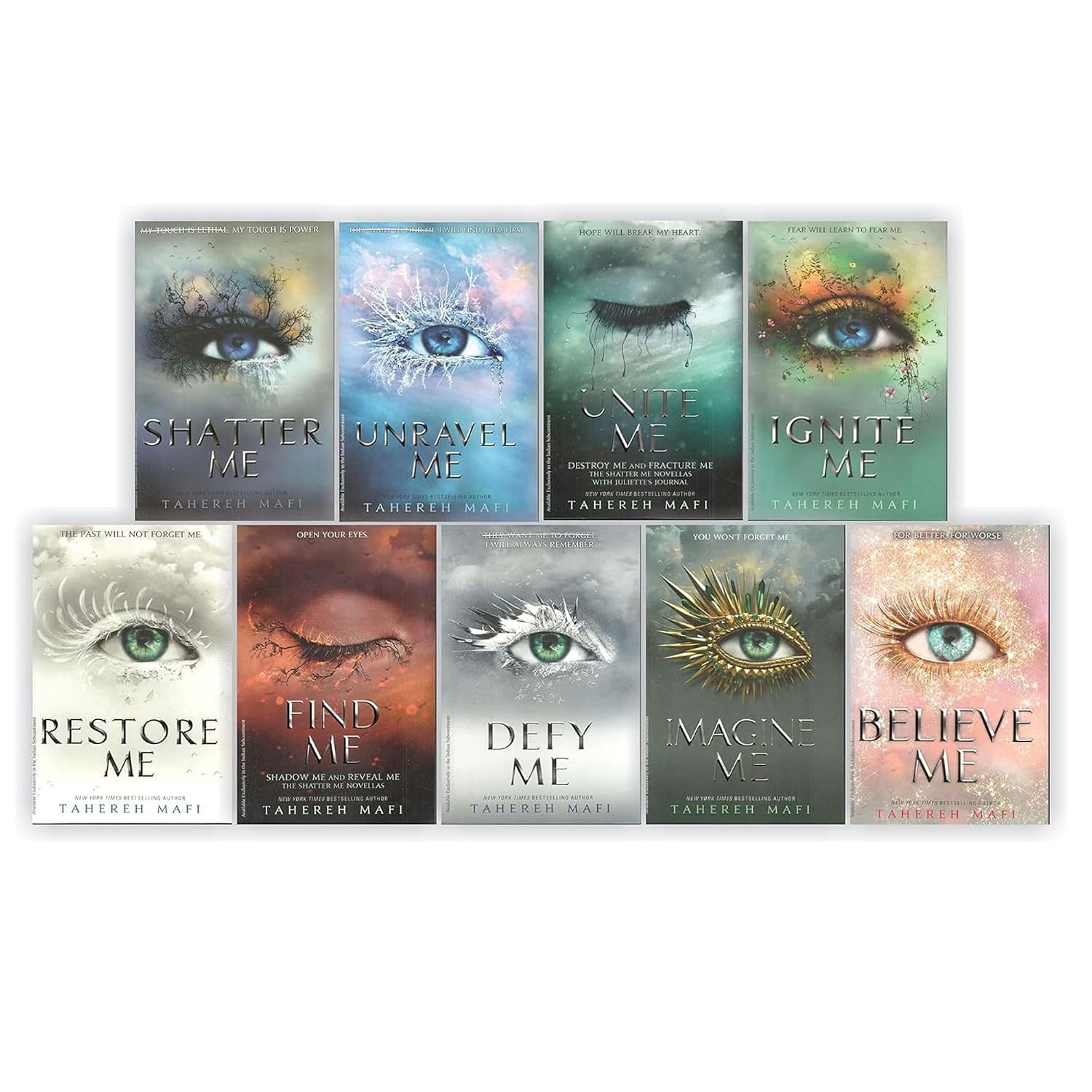 Shatter Me Series Collection 9 Books Set By Tahereh Mafi(Unite Me, Believe Me, Imagine Me, Find Me, Unravel Me, Unravel Me, Defy Me, Restore Me, Ignite Me) NYBooksHub