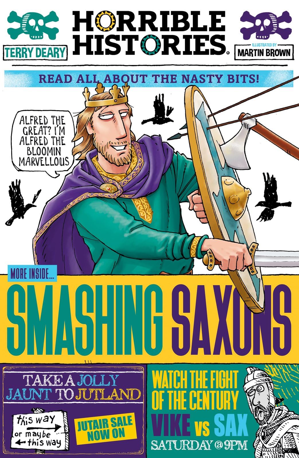 Front cover of the book 'Smashing Saxons (newspaper edition) (Horrible Histories)' by Terry Deary.